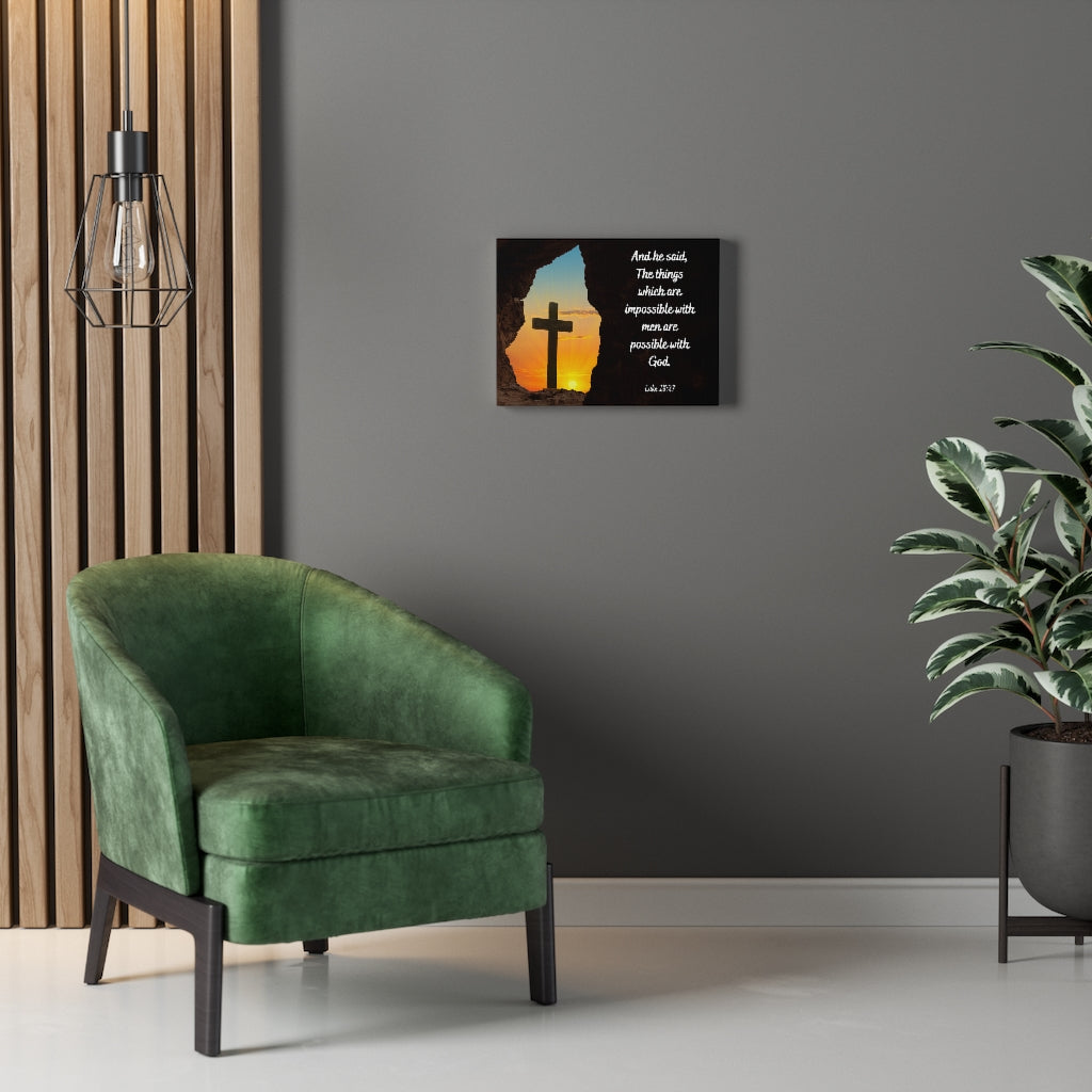 Scripture Walls Possible With God Luke 18:27 Bible Verse Canvas Christian Wall Art Ready to Hang Unframed-Express Your Love Gifts