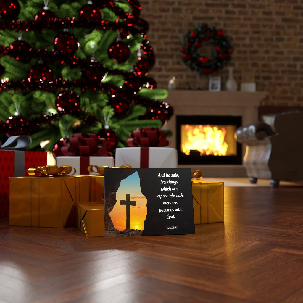 Scripture Walls Possible With God Luke 18:27 Bible Verse Canvas Christian Wall Art Ready to Hang Unframed-Express Your Love Gifts