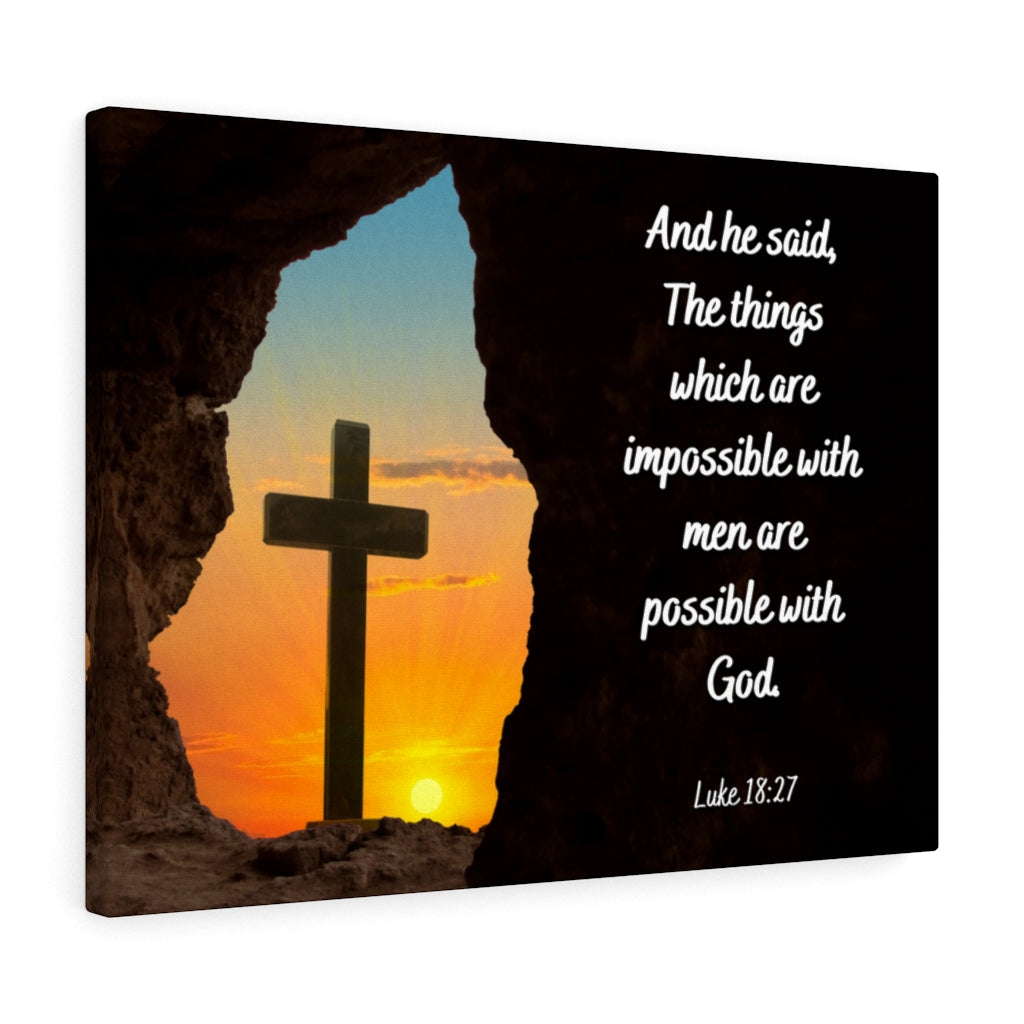 Scripture Walls Possible With God Luke 18:27 Bible Verse Canvas Christian Wall Art Ready to Hang Unframed-Express Your Love Gifts