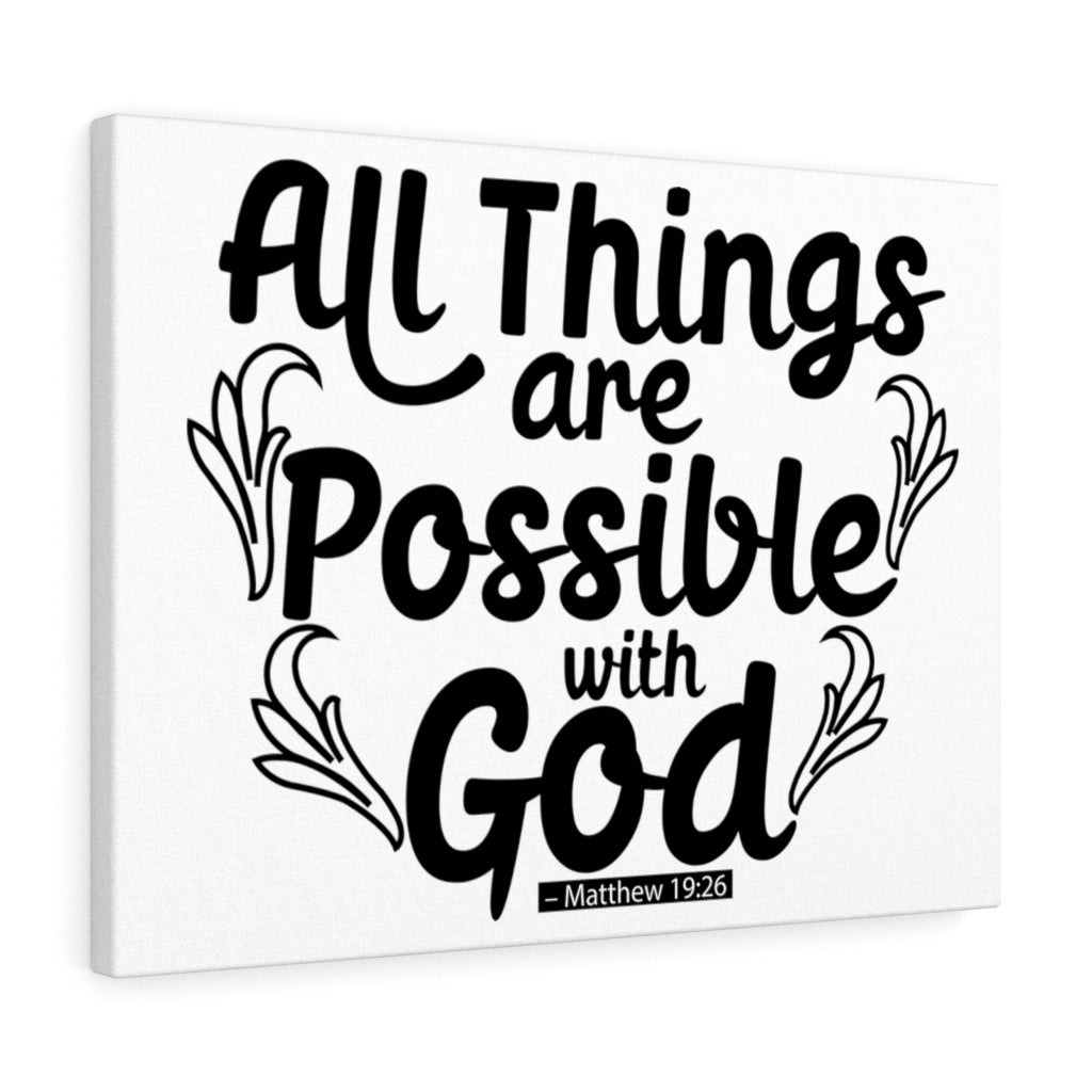 Scripture Walls Possible With God Matthew 19:26 Bible Verse Canvas Christian Wall Art Ready to Hang Unframed-Express Your Love Gifts