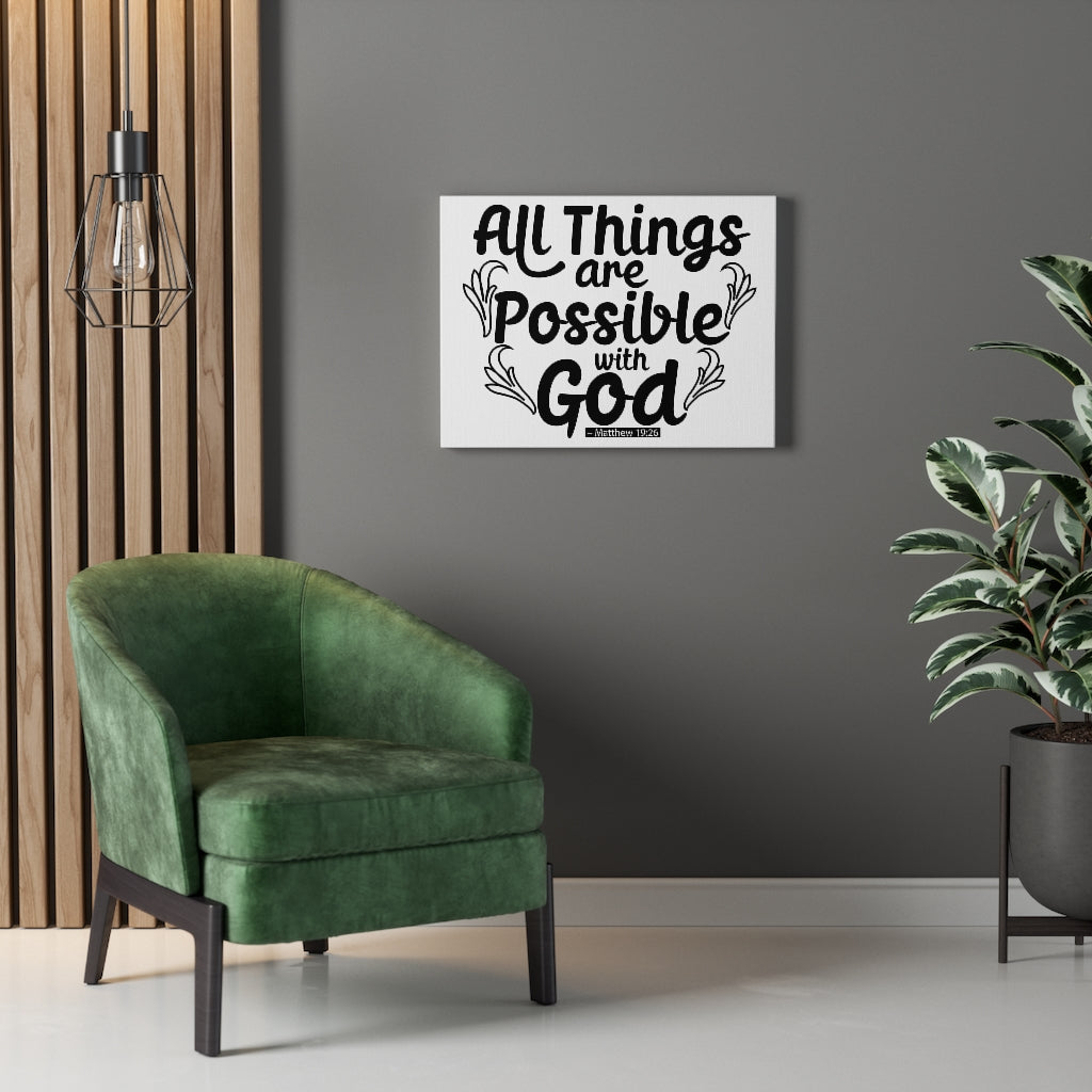 Scripture Walls Possible With God Matthew 19:26 Bible Verse Canvas Christian Wall Art Ready to Hang Unframed-Express Your Love Gifts