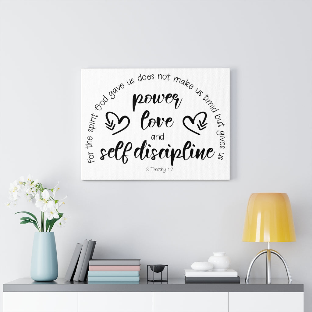Scripture Walls Power Love And Self-Discipline 2 Timothy 1:7 Bible Verse Canvas Christian Wall Art Ready to Hang Unframed-Express Your Love Gifts