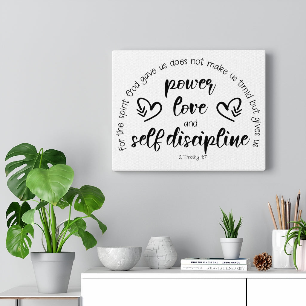 Scripture Walls Power Love And Self-Discipline 2 Timothy 1:7 Bible Verse Canvas Christian Wall Art Ready to Hang Unframed-Express Your Love Gifts