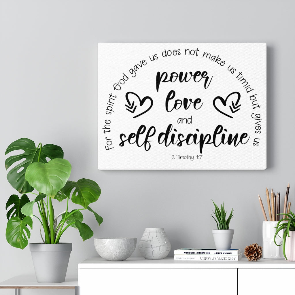 Scripture Walls Power Love And Self-Discipline 2 Timothy 1:7 Bible Verse Canvas Christian Wall Art Ready to Hang Unframed-Express Your Love Gifts