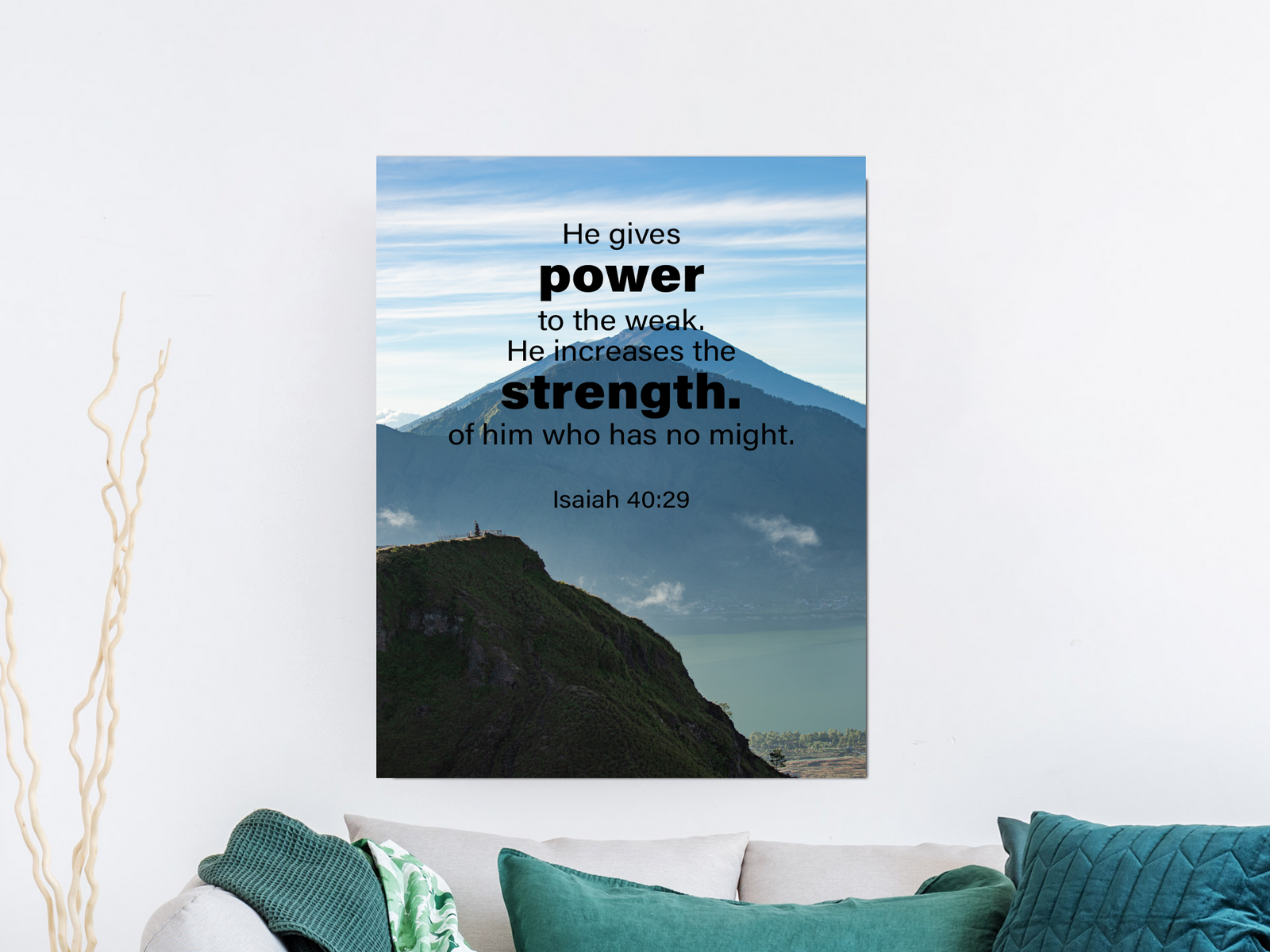 Scripture Walls Power to the Weak Isaiah 40:29 Bible Verse Canvas Christian Wall Art Ready to Hang Unframed-Express Your Love Gifts