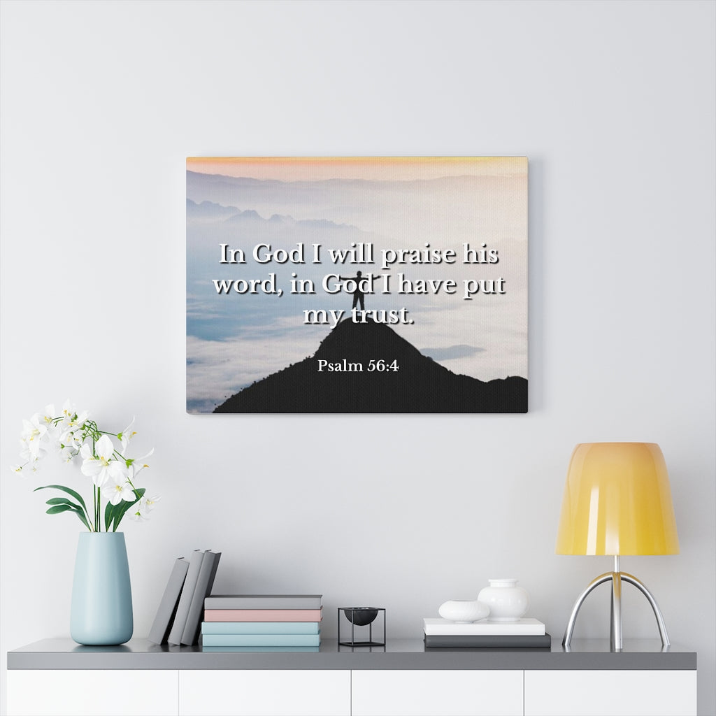 Scripture Walls Praise His Word Psalm 56:4 Bible Verse Canvas Christian Wall Art Ready to Hang Unframed-Express Your Love Gifts