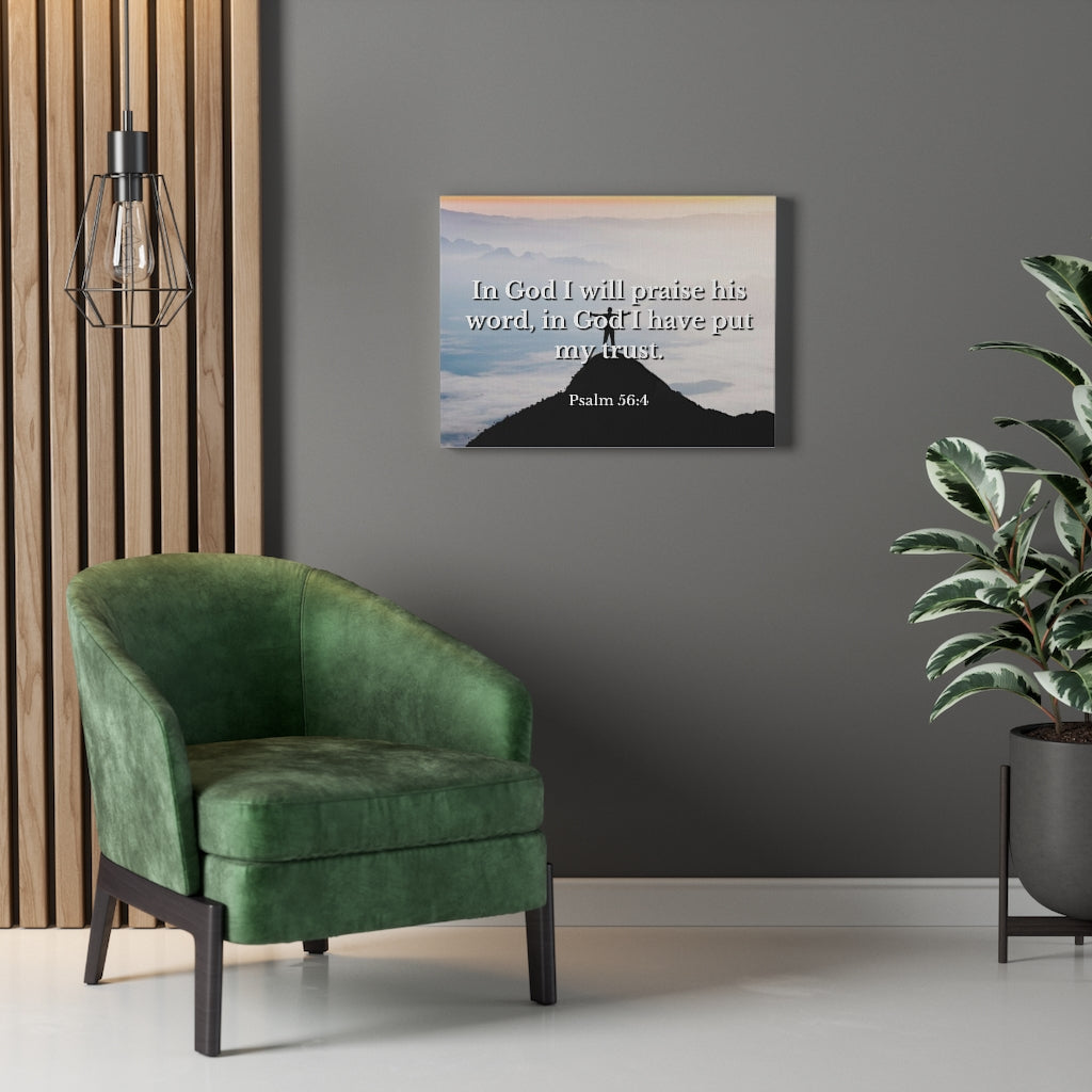 Scripture Walls Praise His Word Psalm 56:4 Bible Verse Canvas Christian Wall Art Ready to Hang Unframed-Express Your Love Gifts