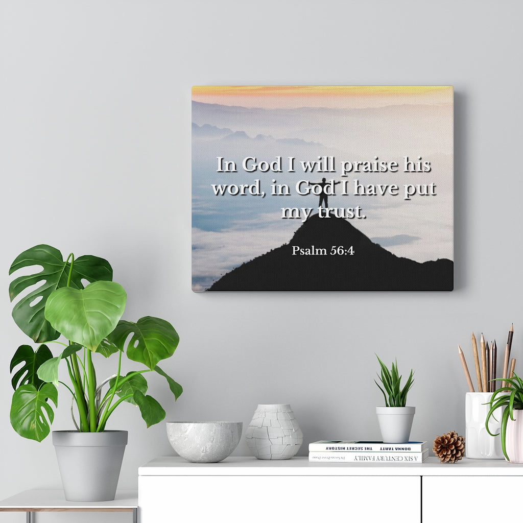 Scripture Walls Praise His Word Psalm 56:4 Bible Verse Canvas Christian Wall Art Ready to Hang Unframed-Express Your Love Gifts
