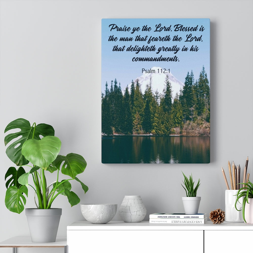 Scripture Walls Praise Ye The Lord Psalm 112:1 Bible Verse Canvas Christian Wall Art Ready to Hang Unframed-Express Your Love Gifts