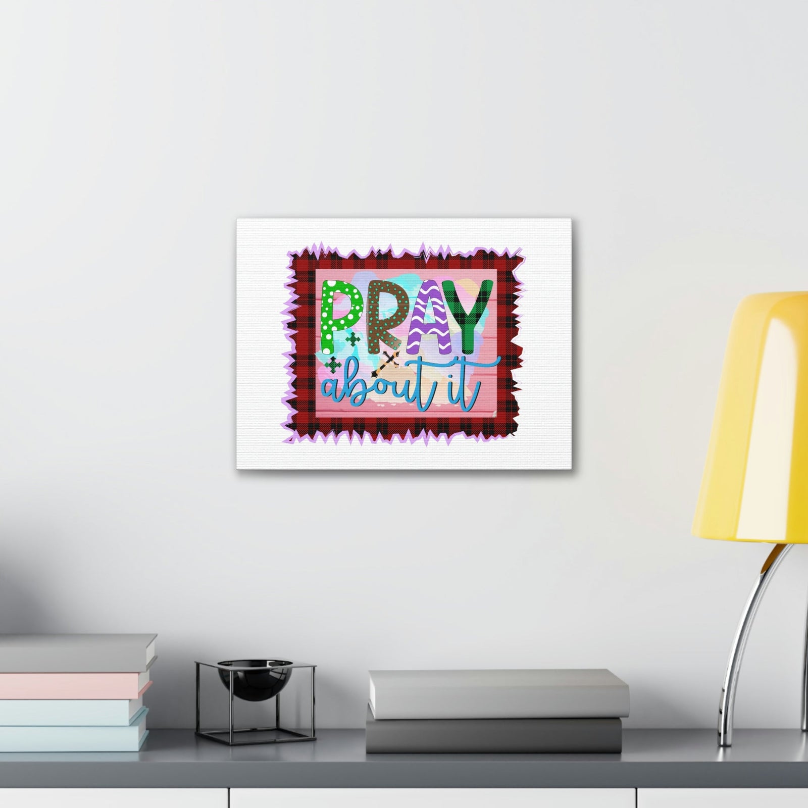 Scripture Walls Pray About It Mark 11:24 Red Checkered Christian Wall Art Bible Verse Print Ready to Hang Unframed-Express Your Love Gifts