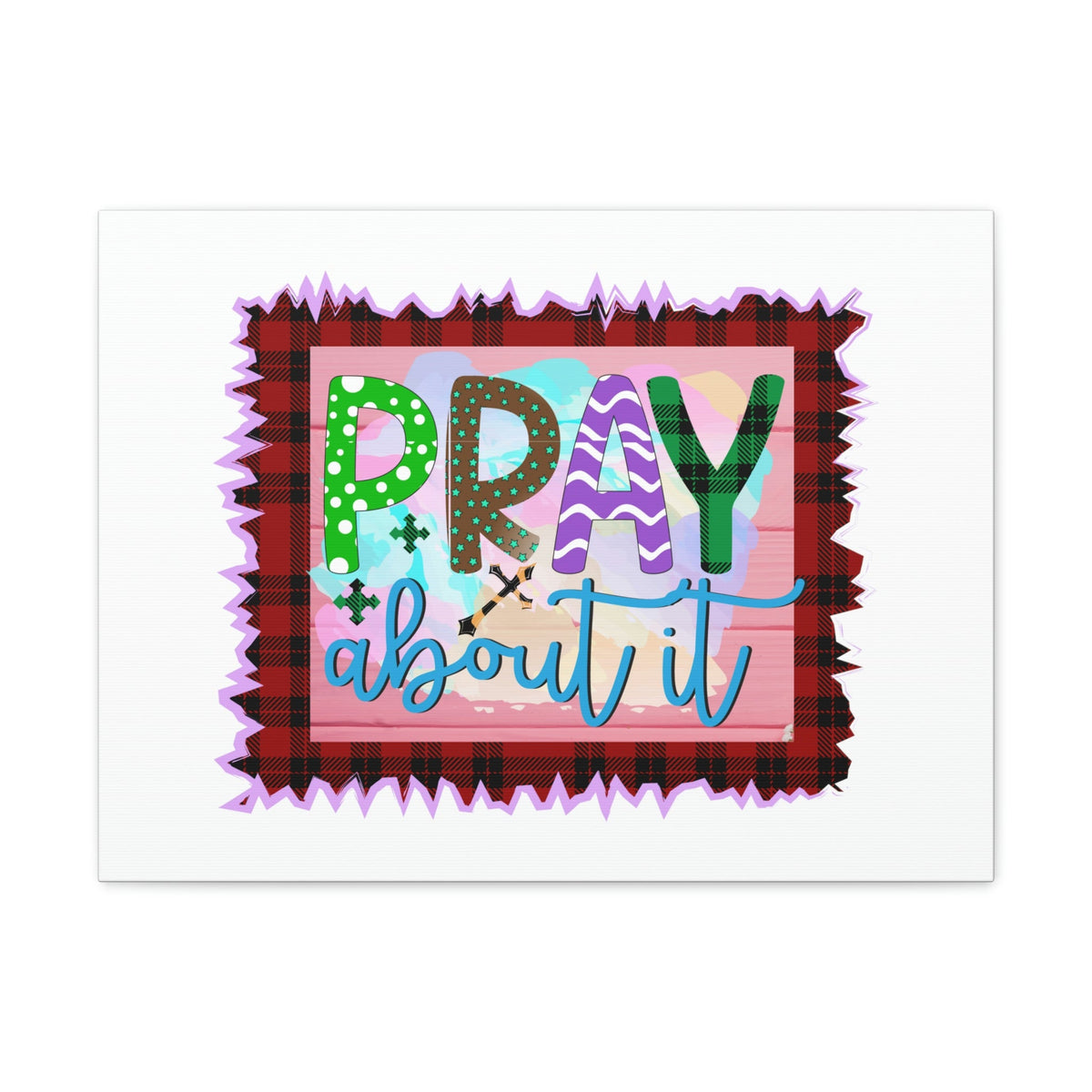 Scripture Walls Pray About It Mark 11:24 Red Checkered Christian Wall Art Bible Verse Print Ready to Hang Unframed-Express Your Love Gifts