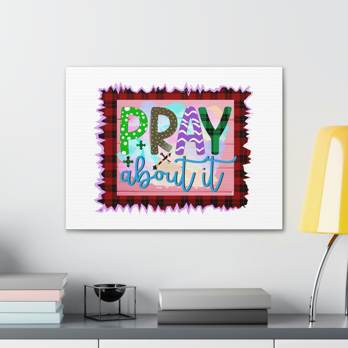 Scripture Walls Pray About It Mark 11:24 Red Checkered Christian Wall Art Bible Verse Print Ready to Hang Unframed-Express Your Love Gifts