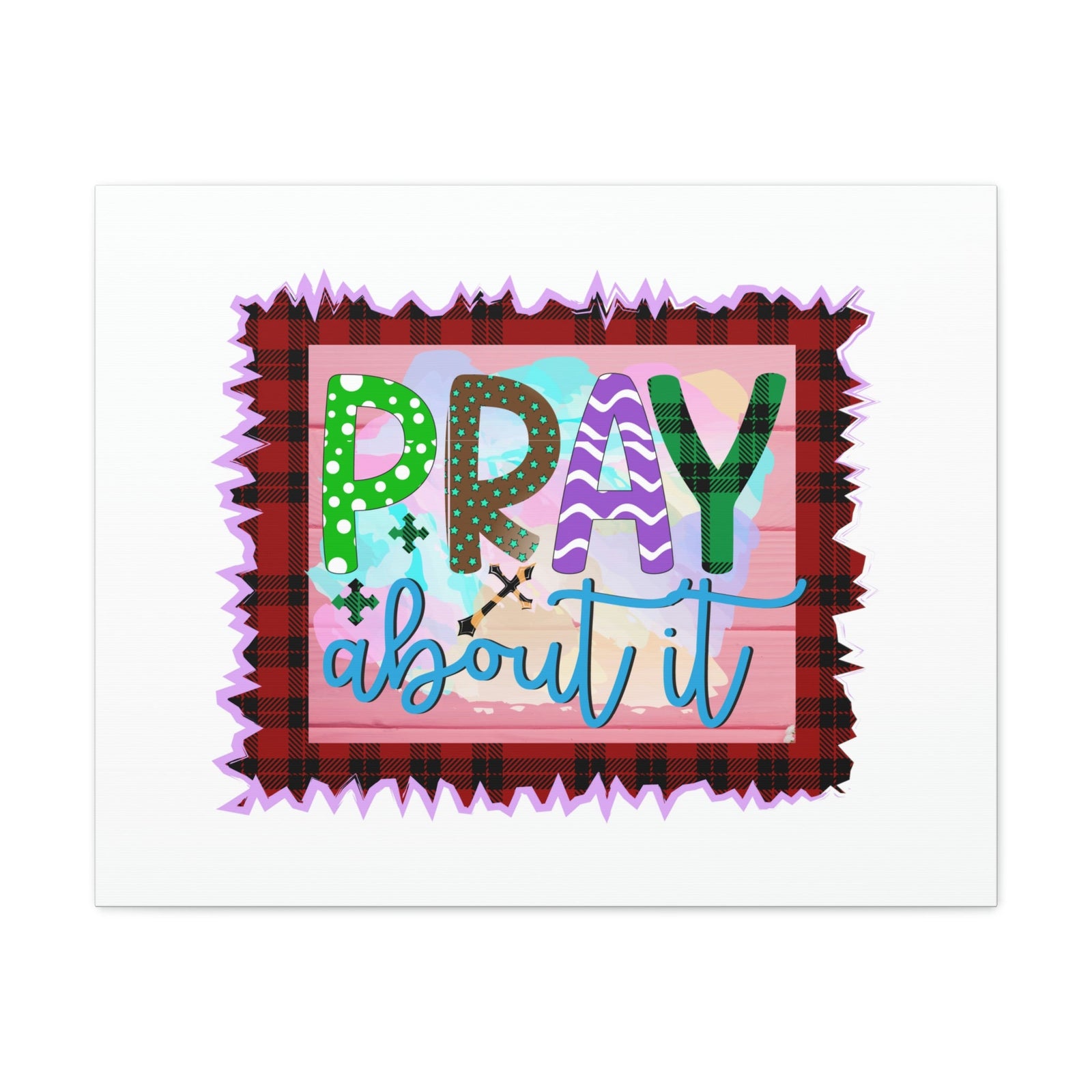 Scripture Walls Pray About It Mark 11:24 Red Checkered Christian Wall Art Bible Verse Print Ready to Hang Unframed-Express Your Love Gifts