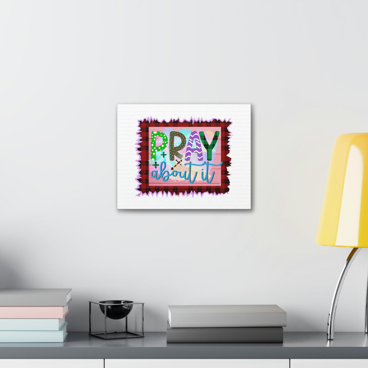 Scripture Walls Pray About It Mark 11:24 Red Checkered Christian Wall Art Bible Verse Print Ready to Hang Unframed-Express Your Love Gifts