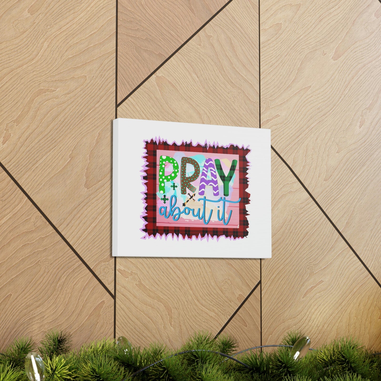 Scripture Walls Pray About It Mark 11:24 Red Checkered Christian Wall Art Bible Verse Print Ready to Hang Unframed-Express Your Love Gifts