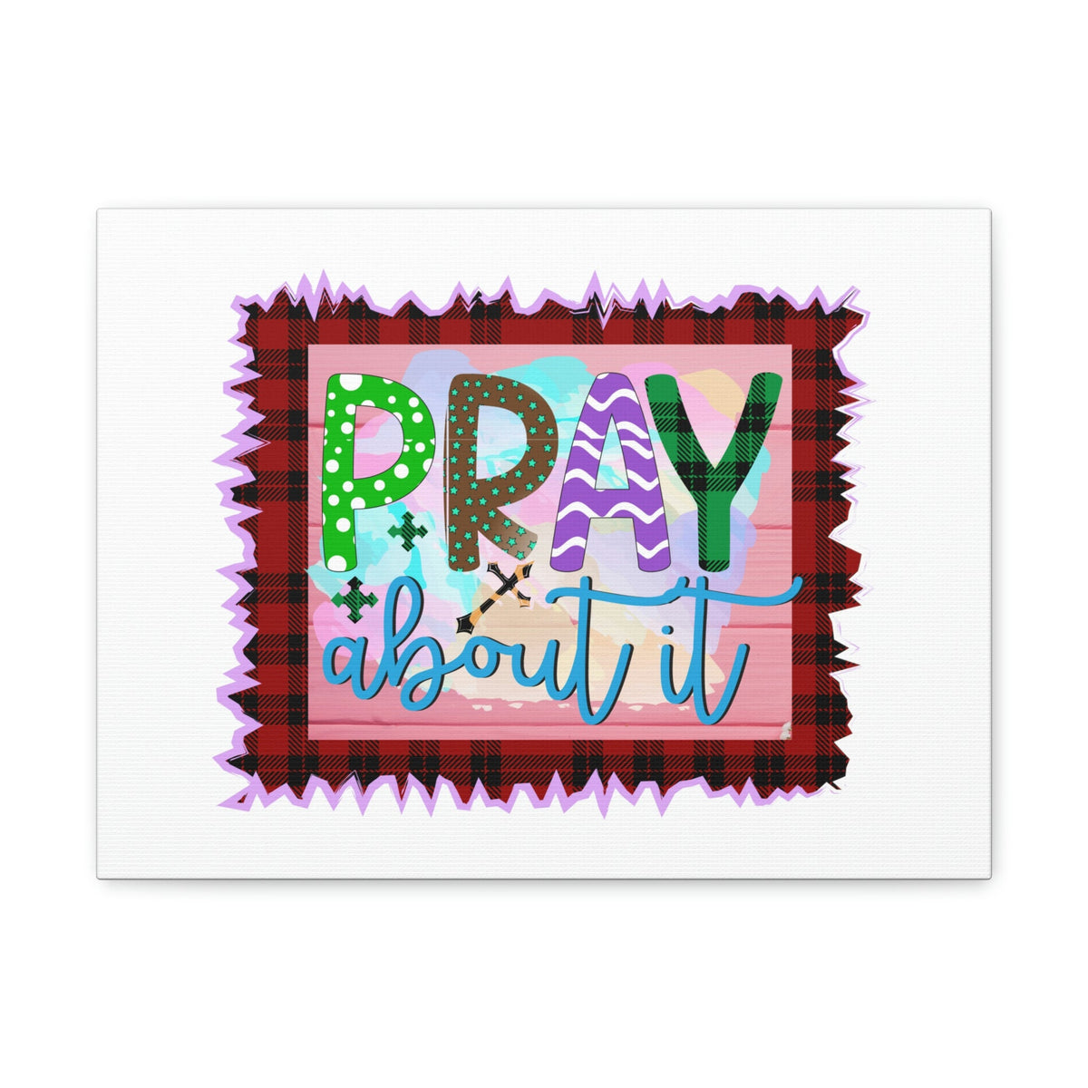 Scripture Walls Pray About It Mark 11:24 Red Checkered Christian Wall Art Bible Verse Print Ready to Hang Unframed-Express Your Love Gifts