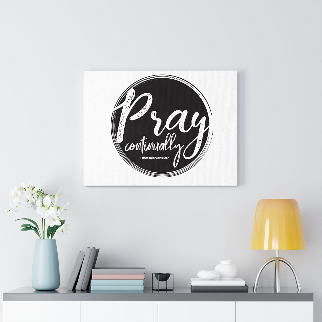 Scripture Walls Pray Continually Gray Circle 1 Thessalonians 5:17 Bible Verse Canvas Christian Wall Art Ready to Hang Unframed-Express Your Love Gifts