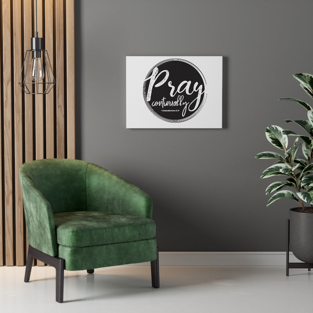 Scripture Walls Pray Continually Gray Circle 1 Thessalonians 5:17 Bible Verse Canvas Christian Wall Art Ready to Hang Unframed-Express Your Love Gifts
