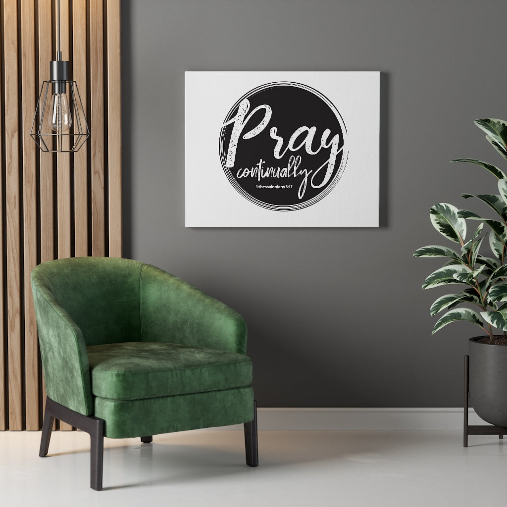 Scripture Walls Pray Continually Gray Circle 1 Thessalonians 5:17 Bible Verse Canvas Christian Wall Art Ready to Hang Unframed-Express Your Love Gifts