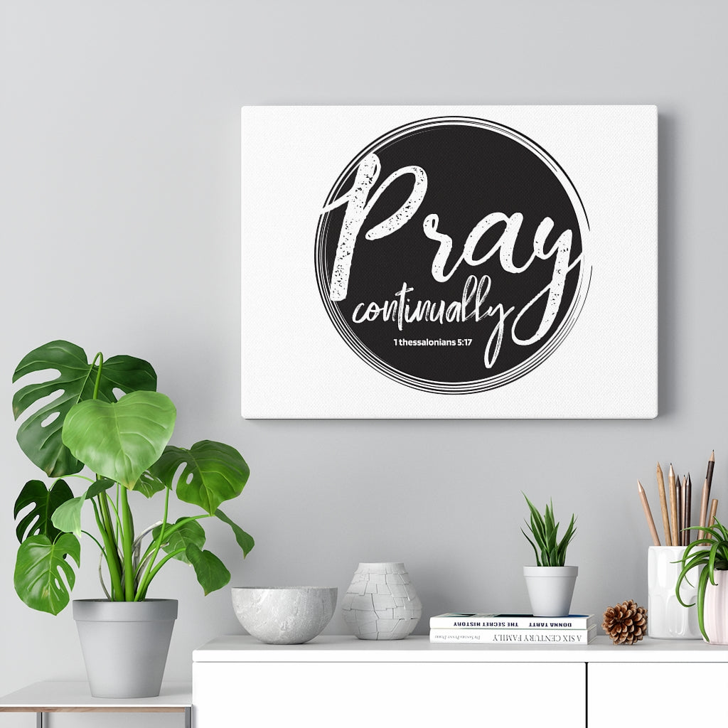 Scripture Walls Pray Continually Gray Circle 1 Thessalonians 5:17 Bible Verse Canvas Christian Wall Art Ready to Hang Unframed-Express Your Love Gifts