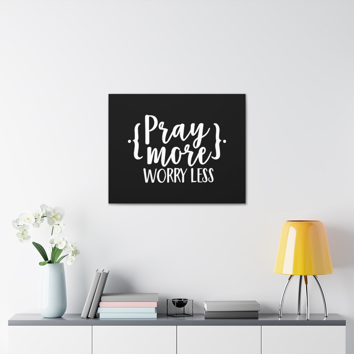 Scripture Walls Pray More Black 1 Peter 5:7 Christian Wall Art Bible Verse Print Ready to Hang Unframed-Express Your Love Gifts