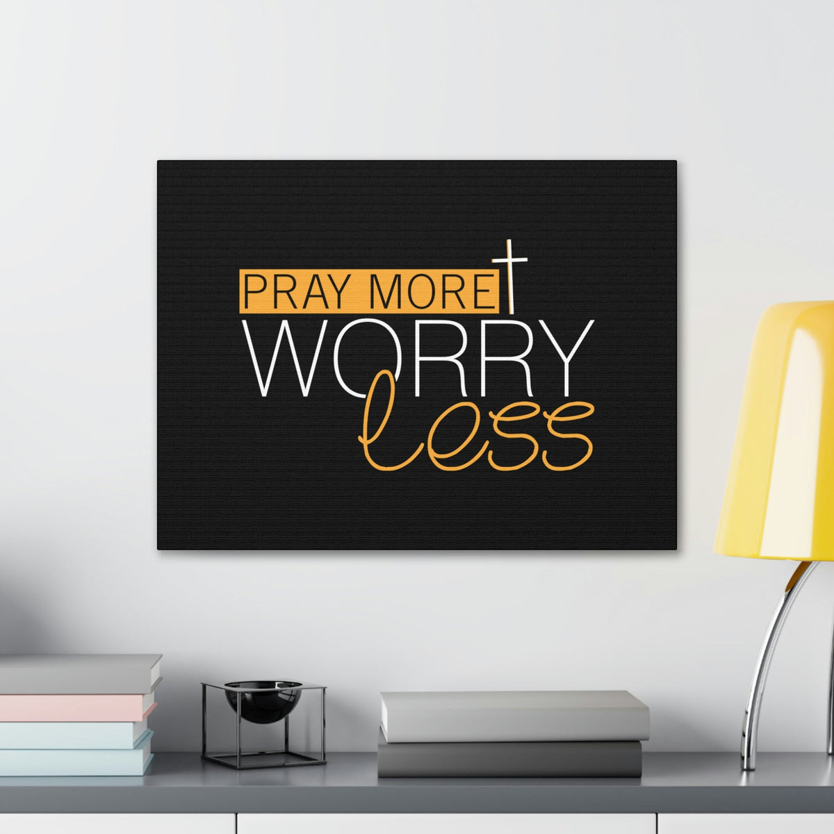 Scripture Walls Pray More, Worry Less Ephesians 6:18 Orange Christian Wall Art Bible Verse Print Ready to Hang Unframed-Express Your Love Gifts