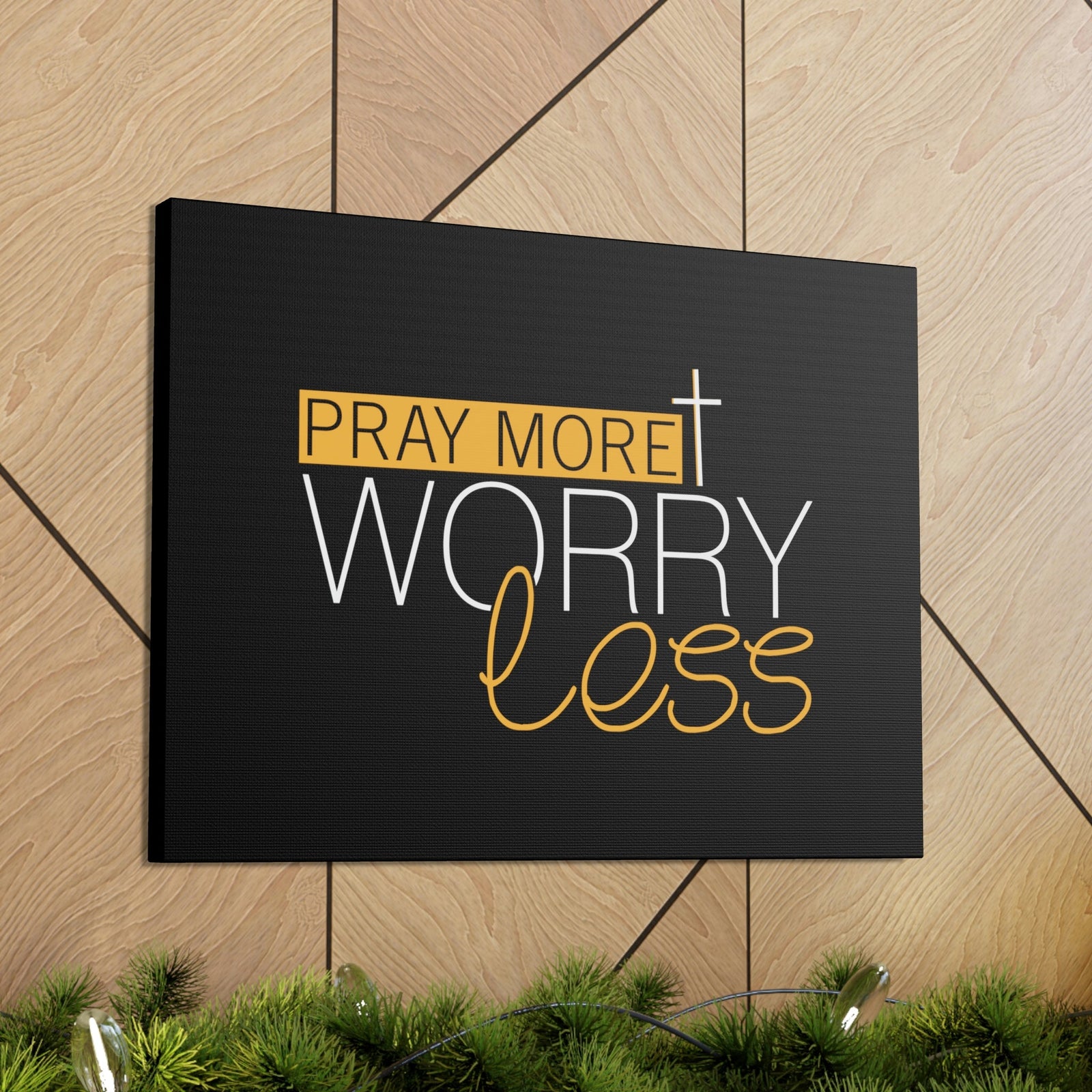 Scripture Walls Pray More, Worry Less Ephesians 6:18 Orange Christian Wall Art Bible Verse Print Ready to Hang Unframed-Express Your Love Gifts