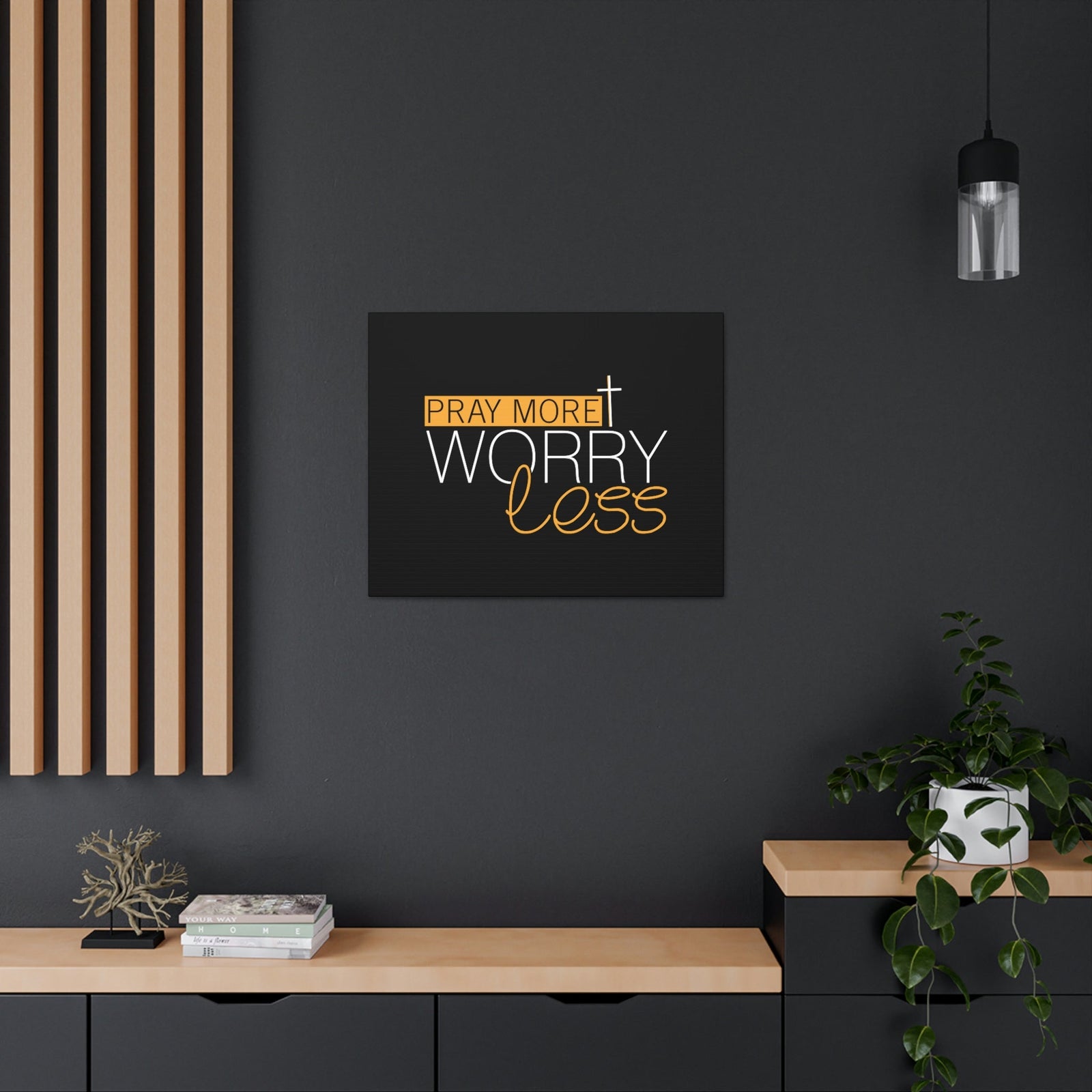 Scripture Walls Pray More, Worry Less Ephesians 6:18 Orange Christian Wall Art Bible Verse Print Ready to Hang Unframed-Express Your Love Gifts