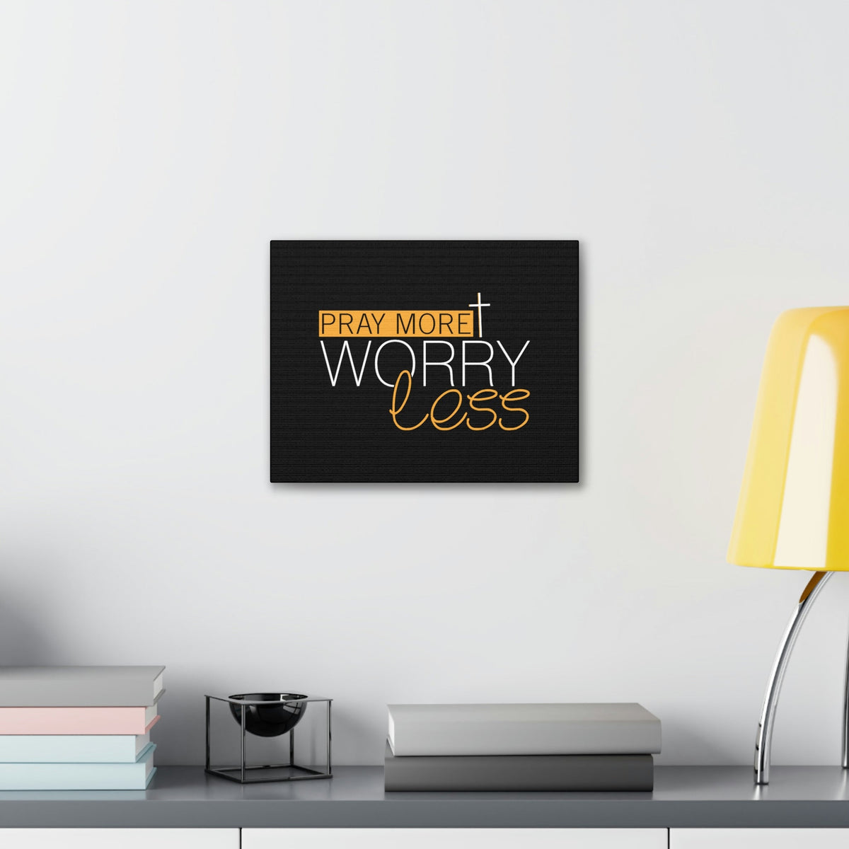 Scripture Walls Pray More, Worry Less Ephesians 6:18 Orange Christian Wall Art Bible Verse Print Ready to Hang Unframed-Express Your Love Gifts