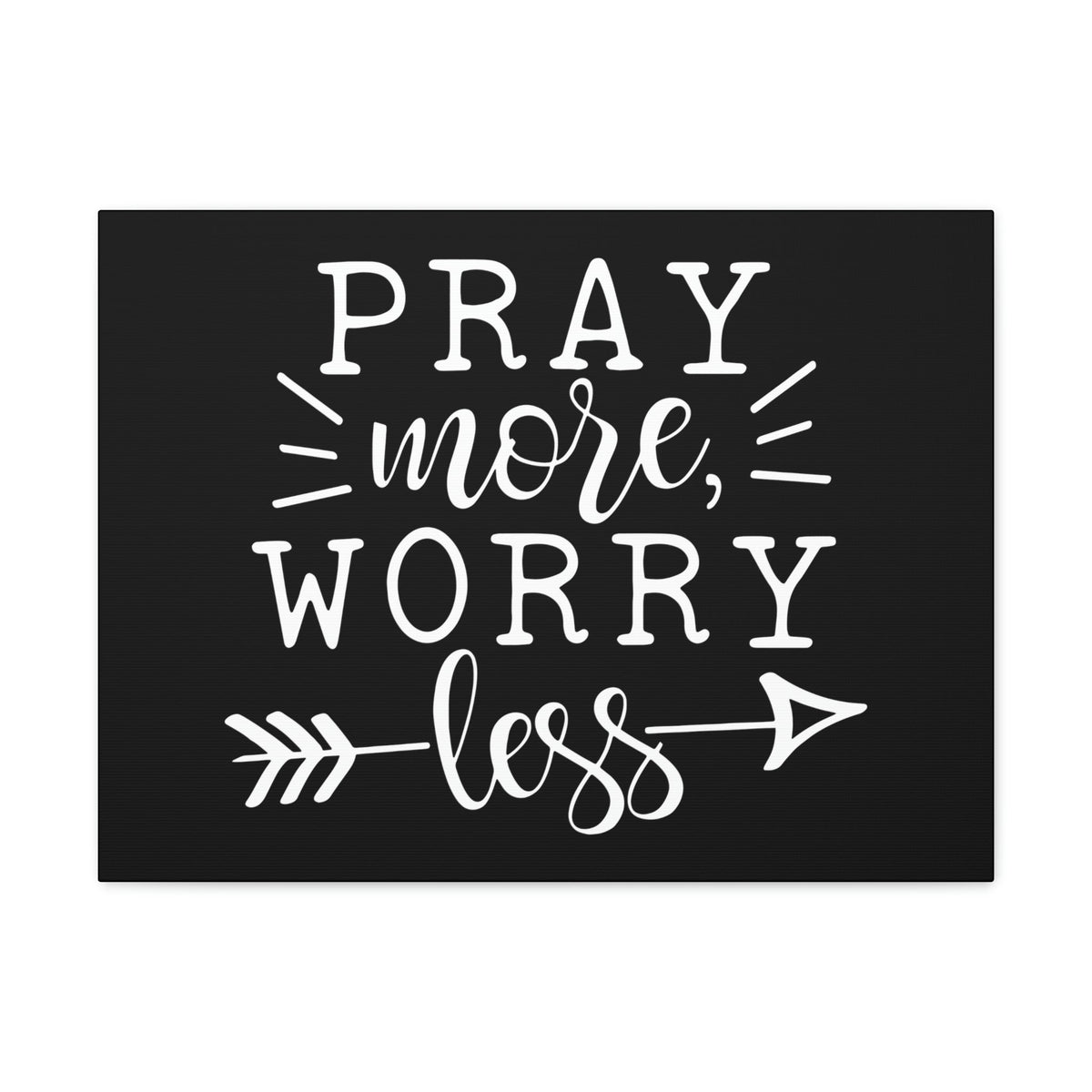 Scripture Walls Pray More Worry Less Philippians 4:6 Arrow Black Christian Wall Art Bible Verse Print Ready to Hang Unframed-Express Your Love Gifts