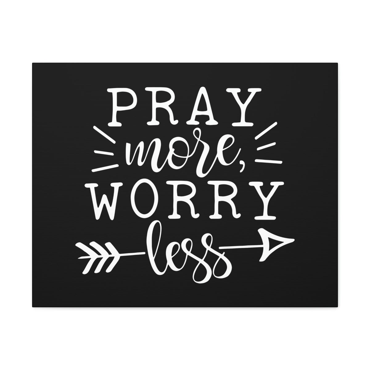 Scripture Walls Pray More Worry Less Philippians 4:6 Arrow Black Christian Wall Art Bible Verse Print Ready to Hang Unframed-Express Your Love Gifts