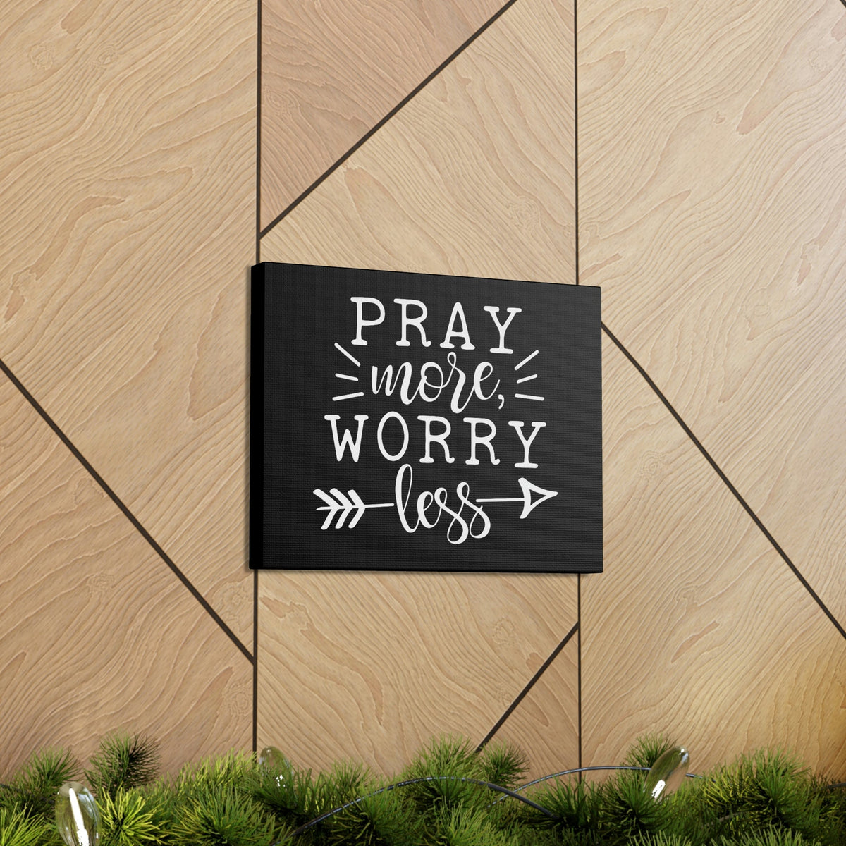Scripture Walls Pray More Worry Less Philippians 4:6 Arrow Black Christian Wall Art Bible Verse Print Ready to Hang Unframed-Express Your Love Gifts