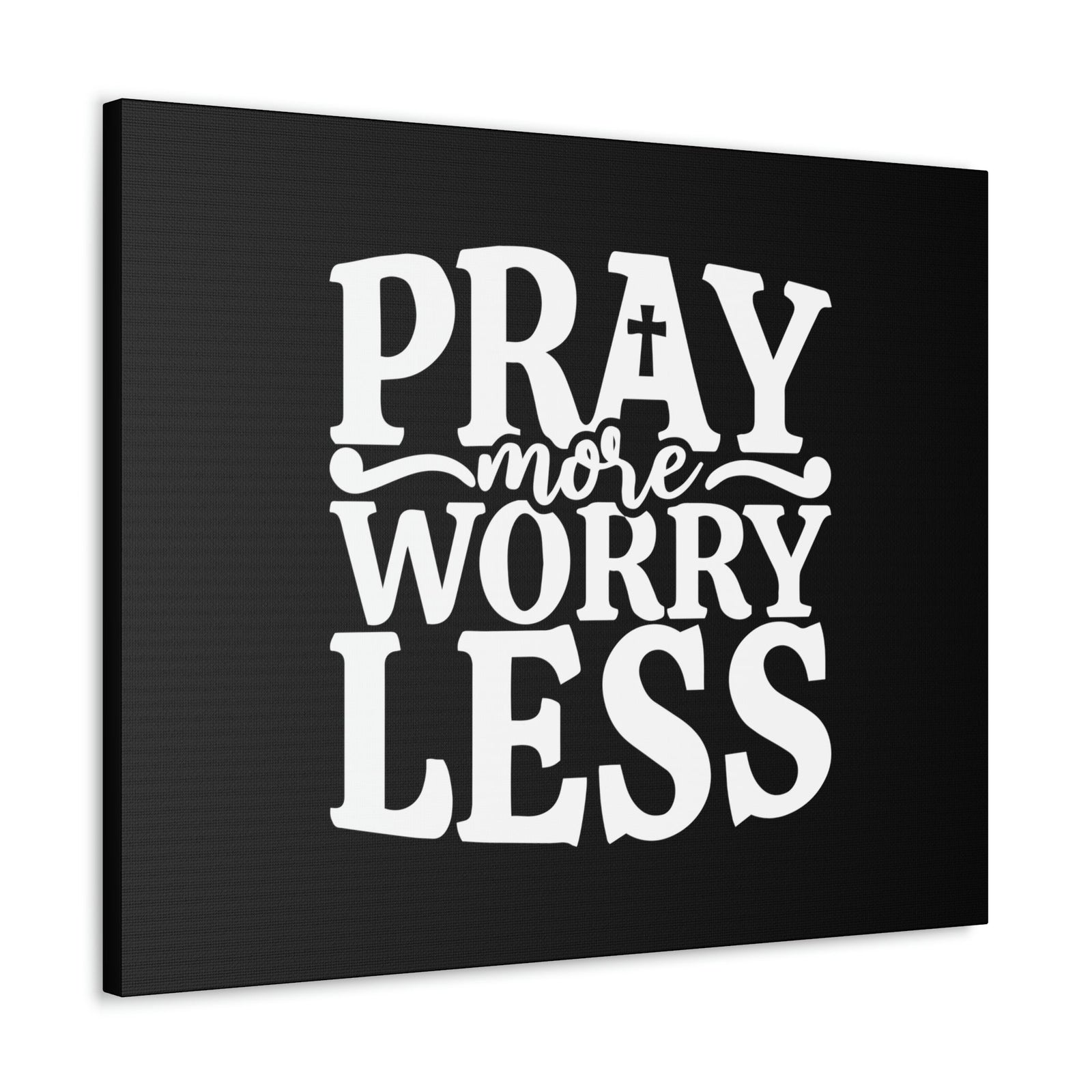 Scripture Walls Pray More Worry Less Philippians 4:6 Black Cross Christian Wall Art Bible Verse Print Ready to Hang Unframed-Express Your Love Gifts