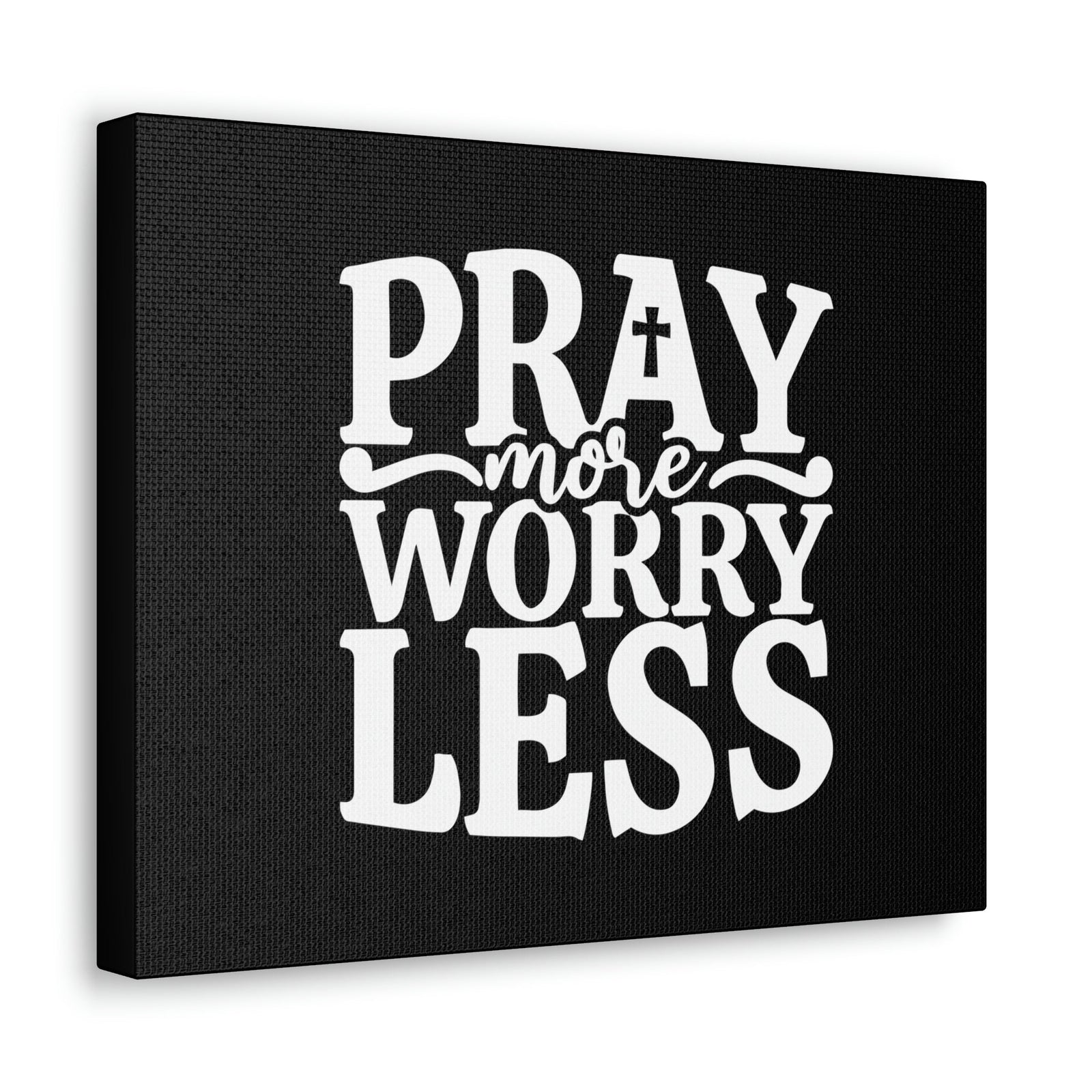 Scripture Walls Pray More Worry Less Philippians 4:6 Black Cross Christian Wall Art Bible Verse Print Ready to Hang Unframed-Express Your Love Gifts
