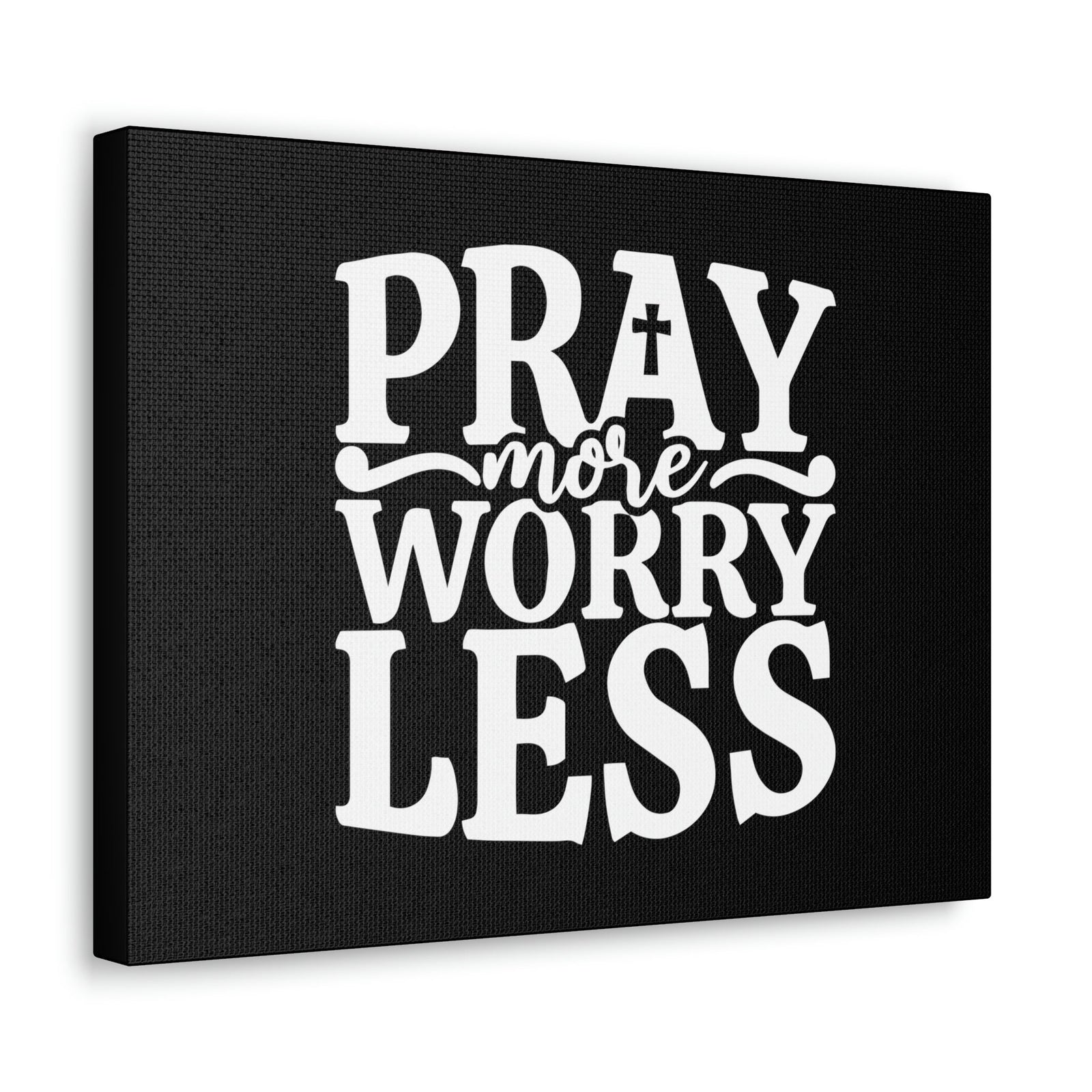 Scripture Walls Pray More Worry Less Philippians 4:6 Black Cross Christian Wall Art Bible Verse Print Ready to Hang Unframed-Express Your Love Gifts
