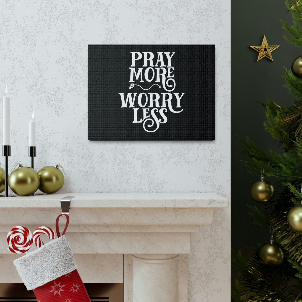 Scripture Walls Pray More, Worry Less Philippians 4:6 Curvy Arrow Christian Wall Art Bible Verse Print Ready to Hang Unframed-Express Your Love Gifts