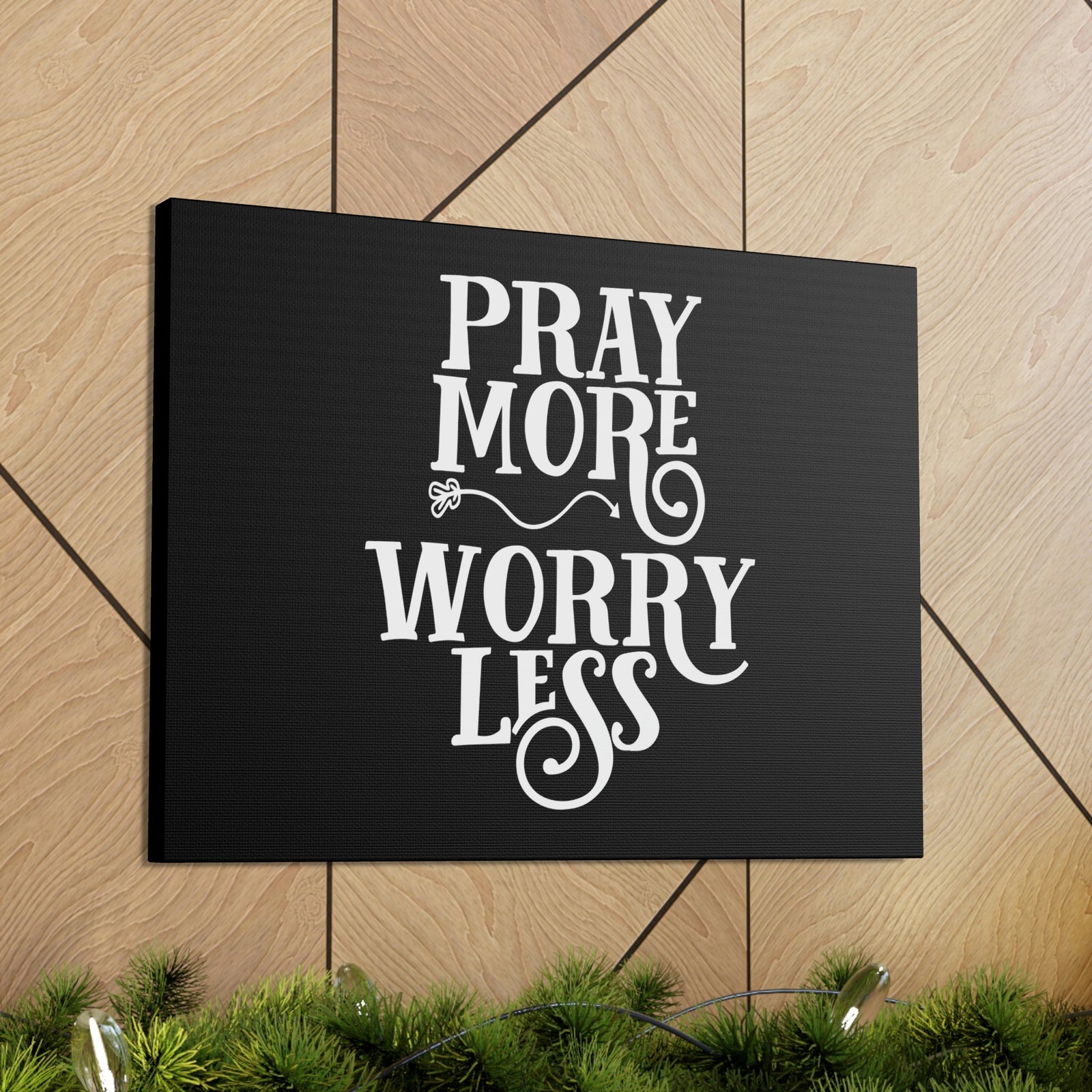 Scripture Walls Pray More, Worry Less Philippians 4:6 Curvy Arrow Christian Wall Art Bible Verse Print Ready to Hang Unframed-Express Your Love Gifts