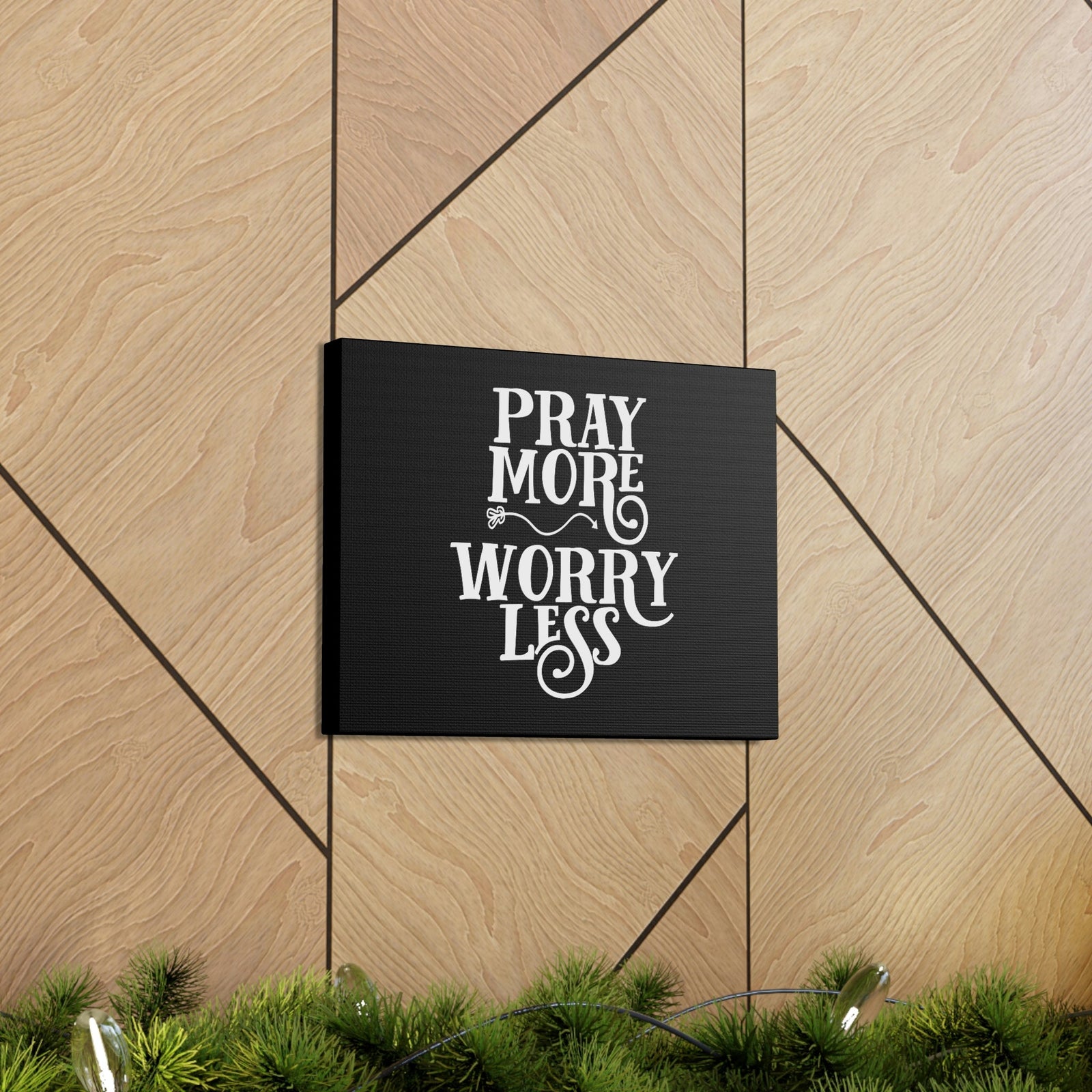 Scripture Walls Pray More, Worry Less Philippians 4:6 Curvy Arrow Christian Wall Art Bible Verse Print Ready to Hang Unframed-Express Your Love Gifts