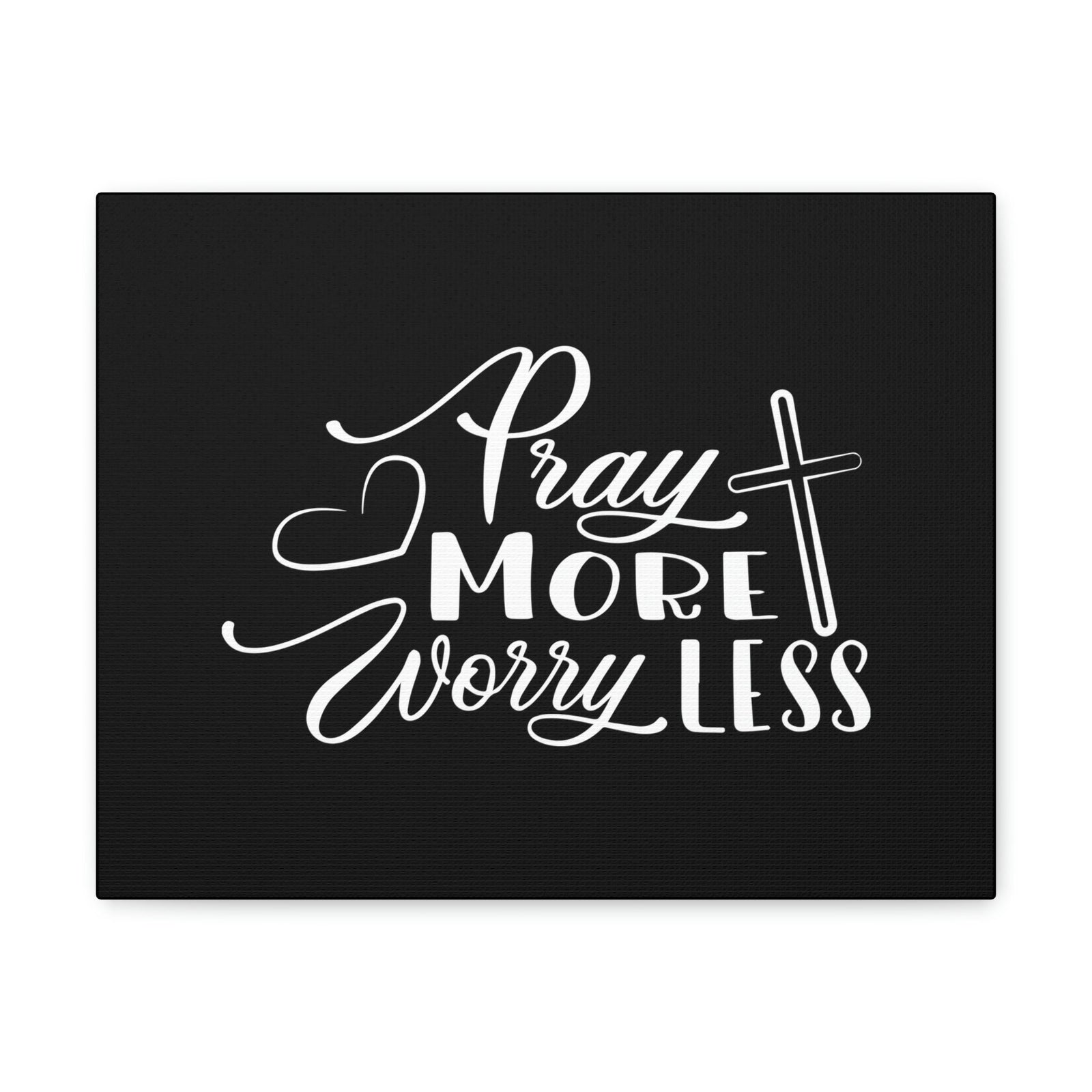 Scripture Walls Pray More Worry Less Philippians 4:6 Heart Black Christian Wall Art Bible Verse Print Ready to Hang Unframed-Express Your Love Gifts