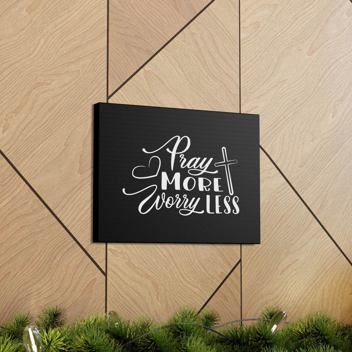 Scripture Walls Pray More Worry Less Philippians 4:6 Heart Black Christian Wall Art Bible Verse Print Ready to Hang Unframed-Express Your Love Gifts