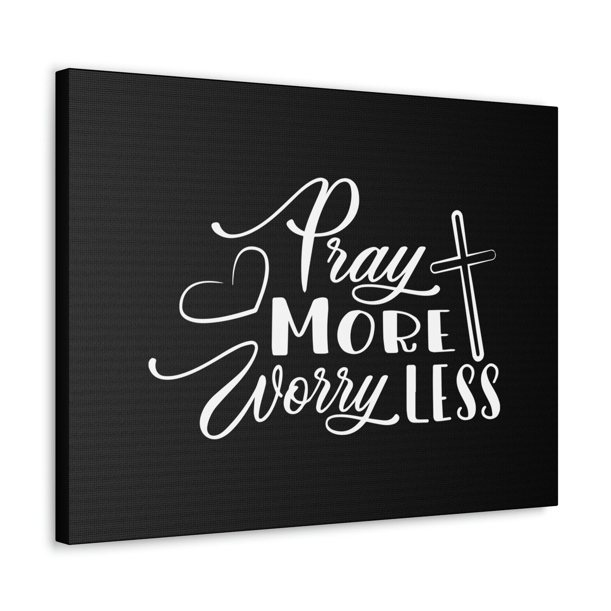 Scripture Walls Pray More Worry Less Philippians 4:6 Heart Black Christian Wall Art Bible Verse Print Ready to Hang Unframed-Express Your Love Gifts