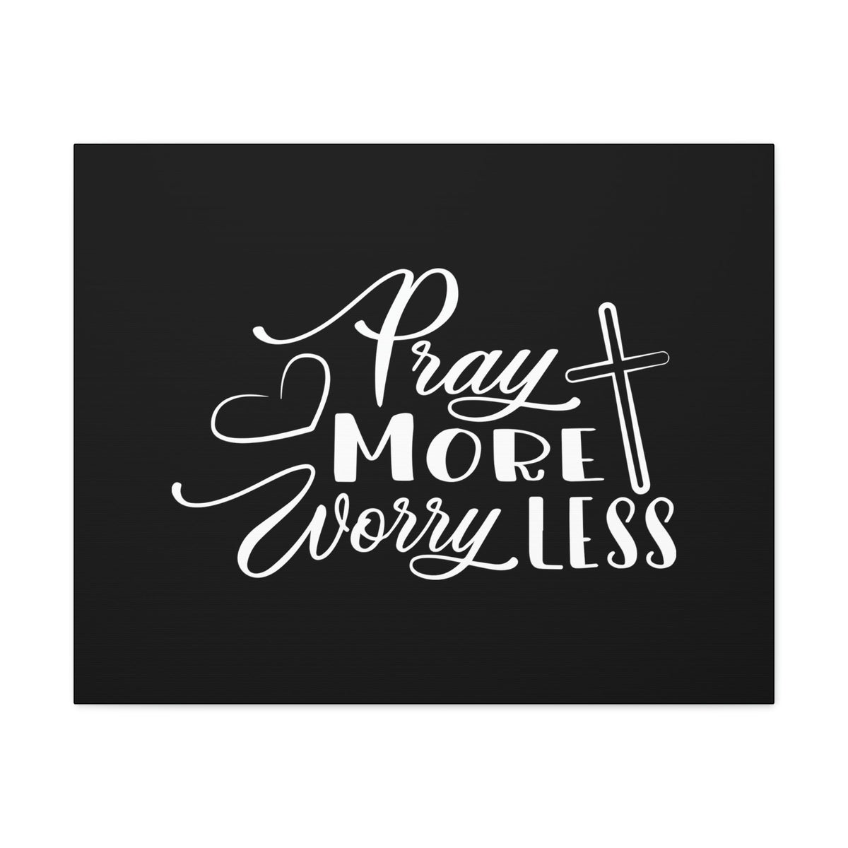 Scripture Walls Pray More Worry Less Philippians 4:6 Heart Black Christian Wall Art Bible Verse Print Ready to Hang Unframed-Express Your Love Gifts