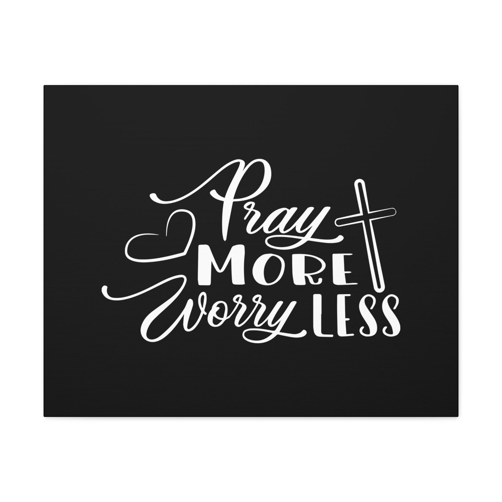 Scripture Walls Pray More Worry Less Philippians 4:6 Heart Black Christian Wall Art Bible Verse Print Ready to Hang Unframed-Express Your Love Gifts
