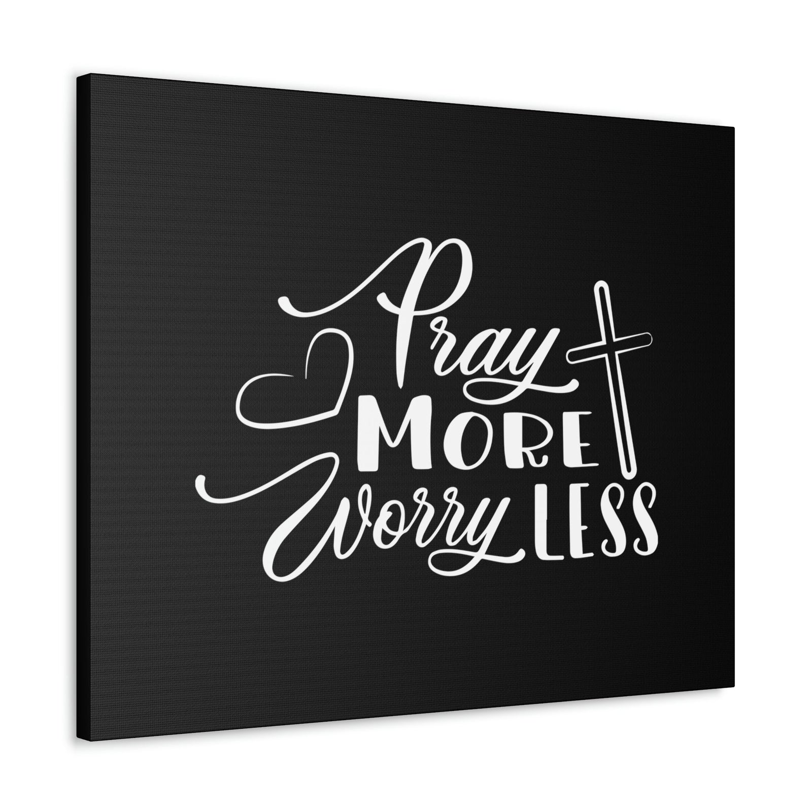 Scripture Walls Pray More Worry Less Philippians 4:6 Heart Black Christian Wall Art Bible Verse Print Ready to Hang Unframed-Express Your Love Gifts