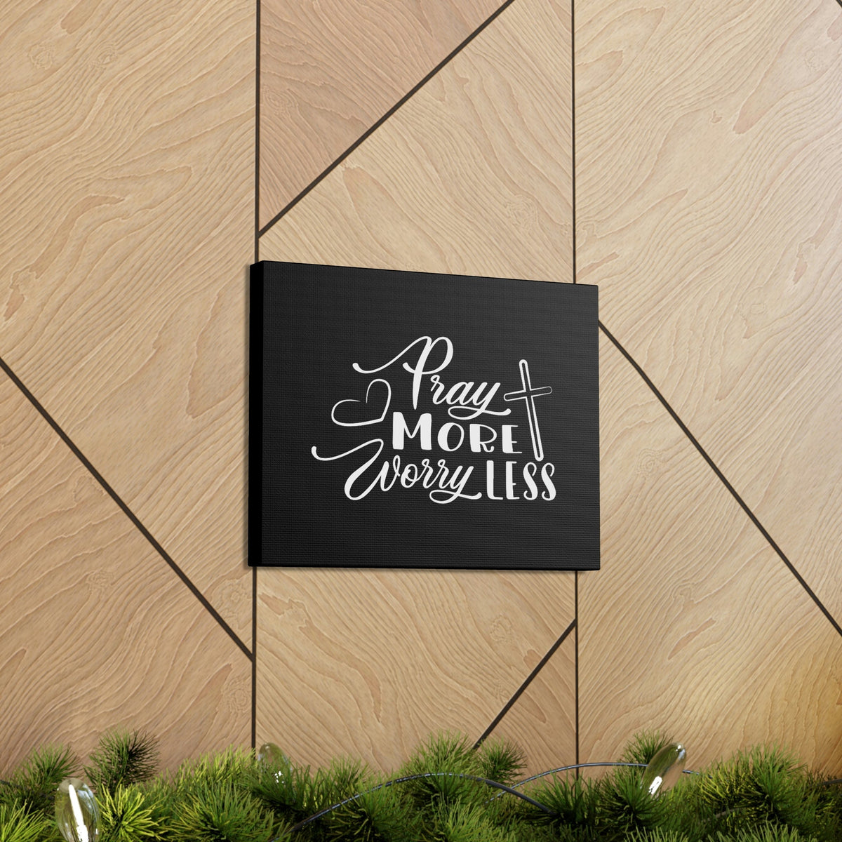 Scripture Walls Pray More Worry Less Philippians 4:6 Heart Black Christian Wall Art Bible Verse Print Ready to Hang Unframed-Express Your Love Gifts