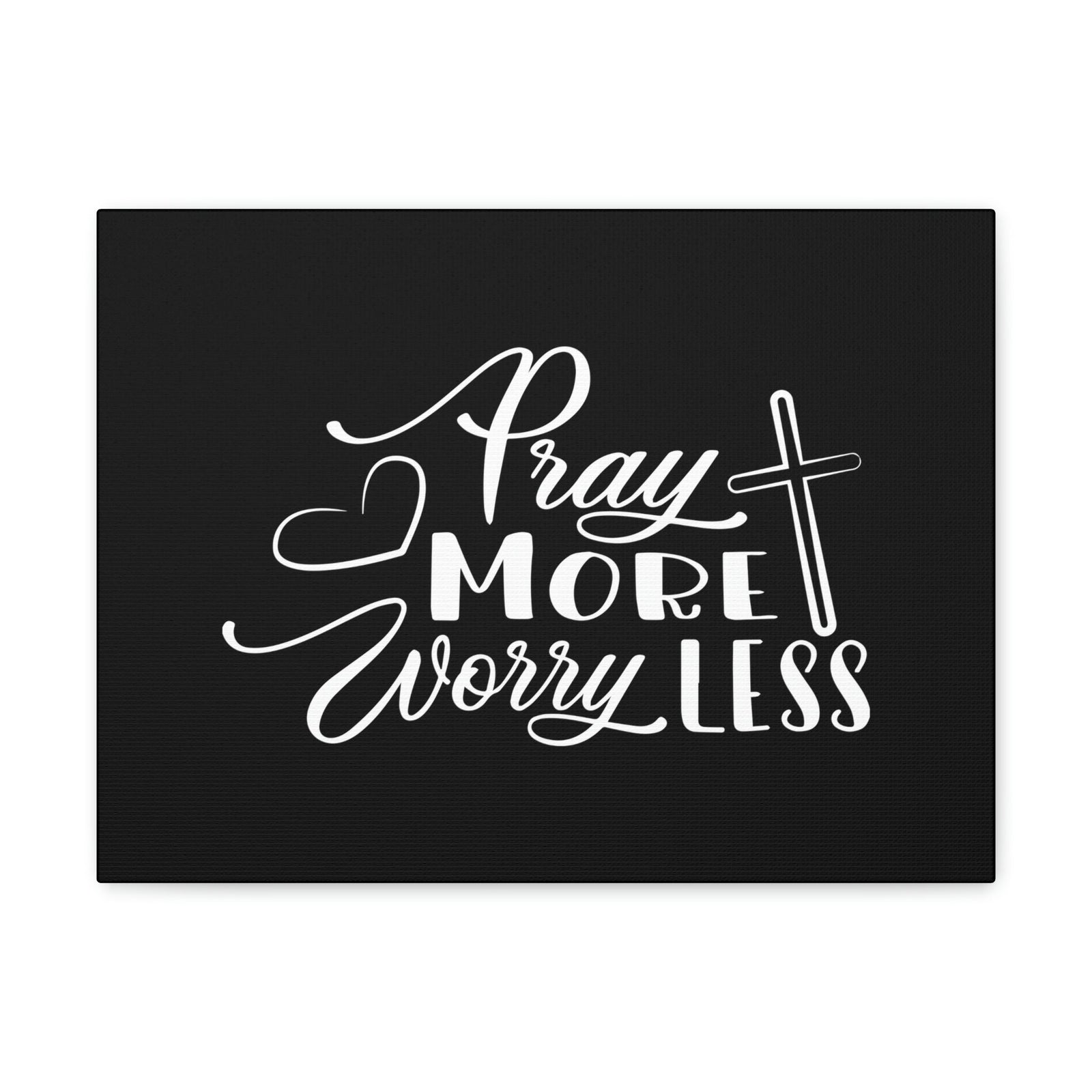 Scripture Walls Pray More Worry Less Philippians 4:6 Heart Black Christian Wall Art Bible Verse Print Ready to Hang Unframed-Express Your Love Gifts