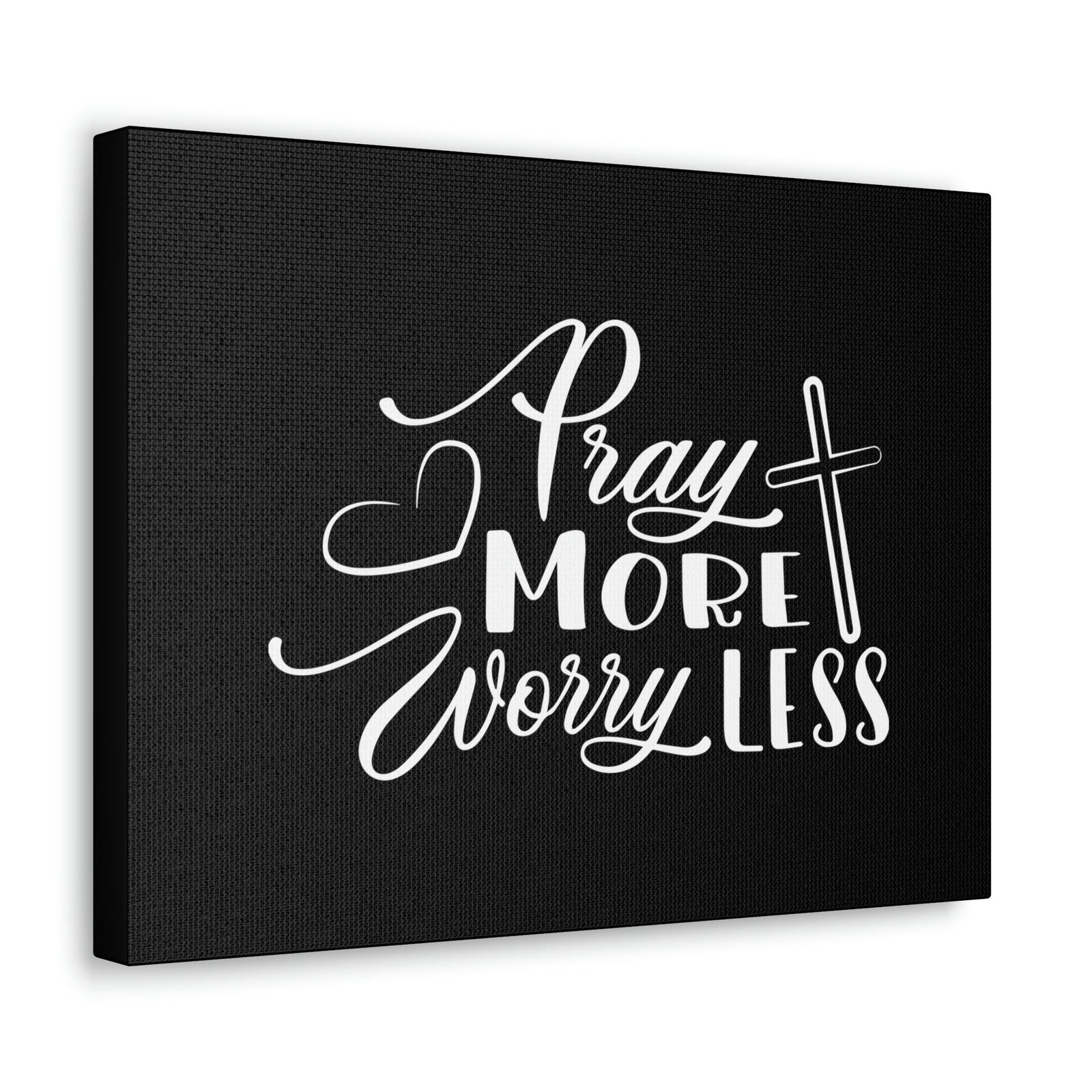 Scripture Walls Pray More Worry Less Philippians 4:6 Heart Black Christian Wall Art Bible Verse Print Ready to Hang Unframed-Express Your Love Gifts