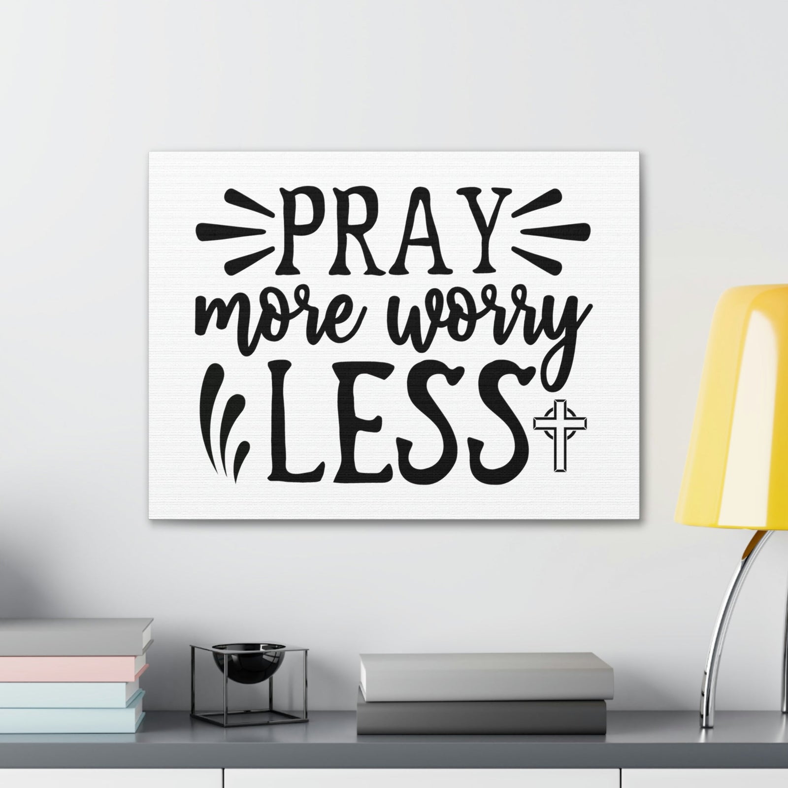 Scripture Walls Pray More Worry Less Psalm 34:4 Christian Wall Art Print Ready to Hang Unframed-Express Your Love Gifts