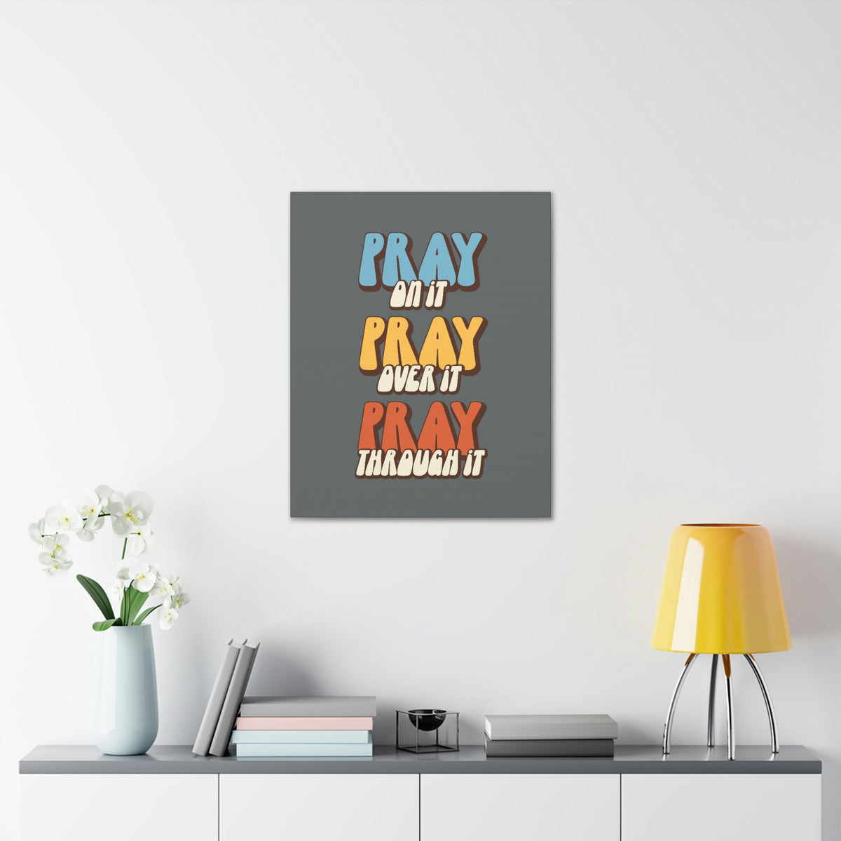 Scripture Walls Pray Through It 1 Thessalonians 5:16 Gray Bible Canvas Christian Wall Art Ready to Hang Unframed-Express Your Love Gifts