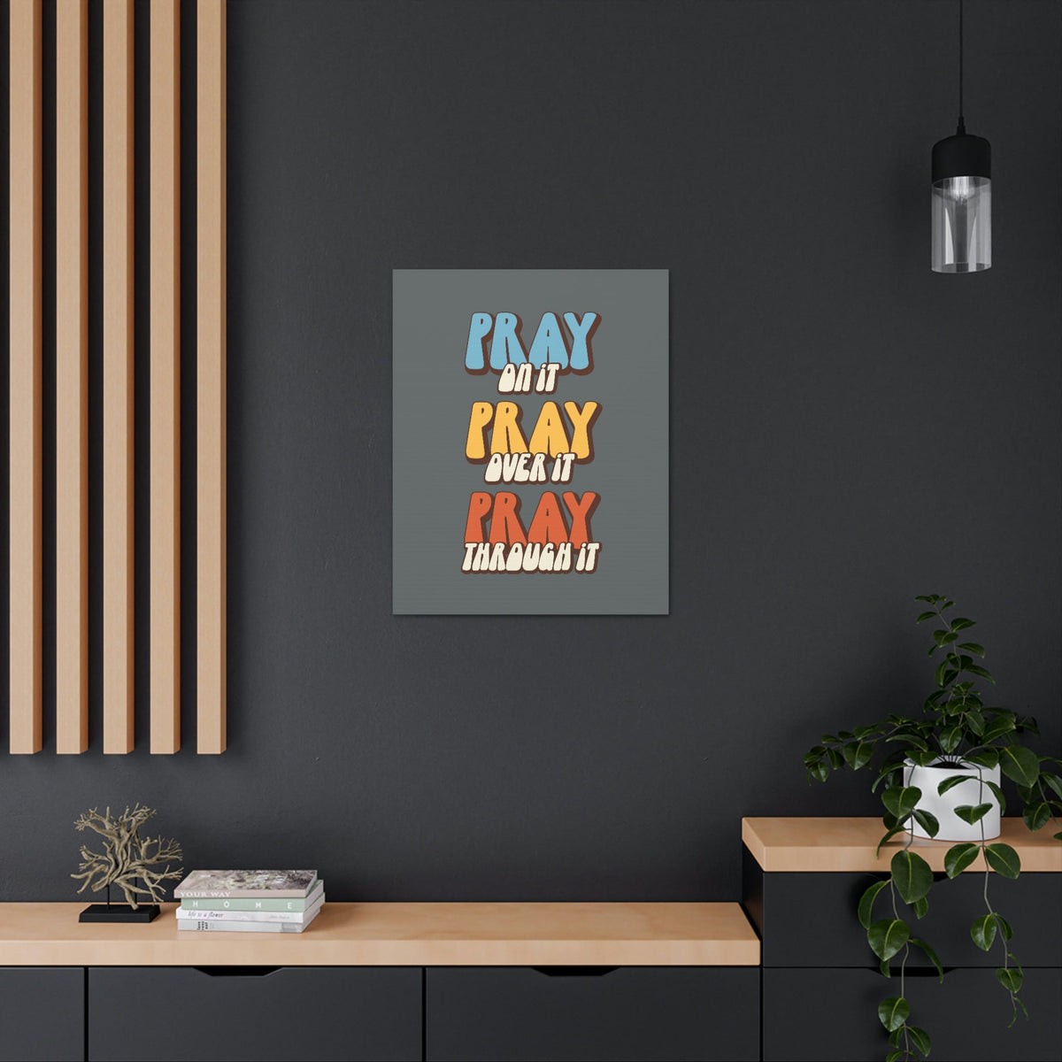 Scripture Walls Pray Through It 1 Thessalonians 5:16 Gray Bible Canvas Christian Wall Art Ready to Hang Unframed-Express Your Love Gifts